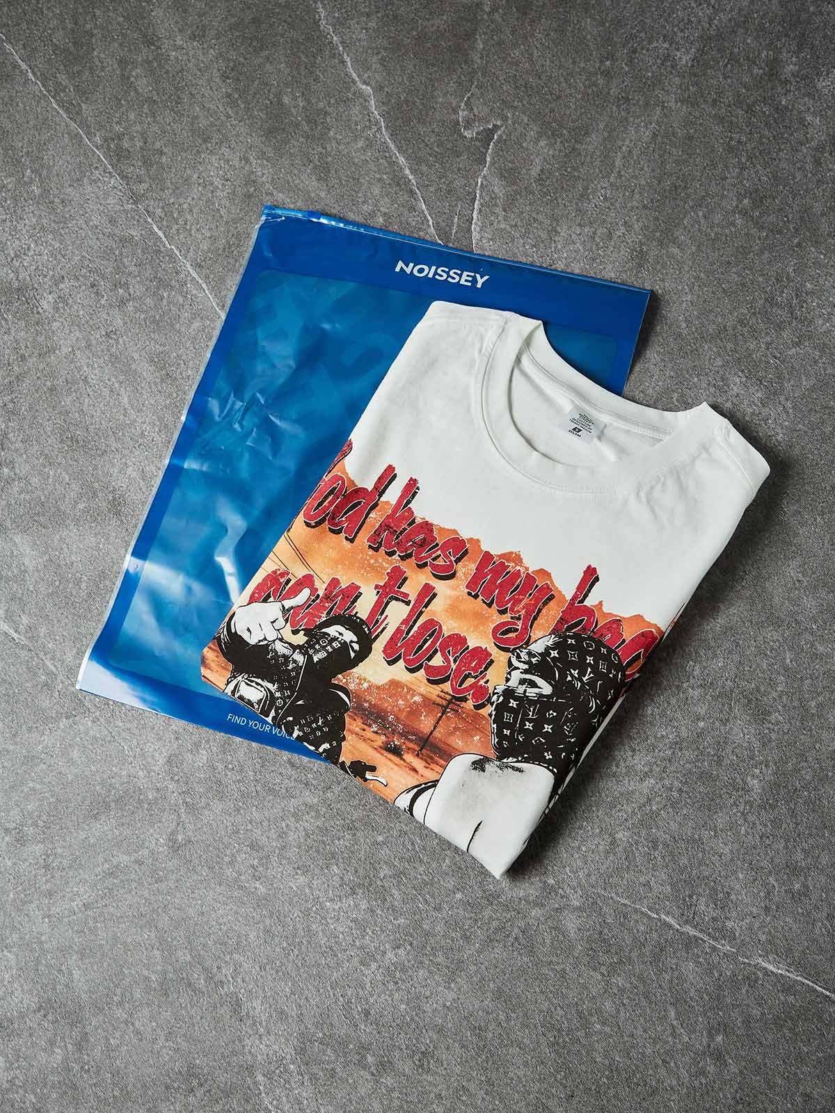 NOISSEY "GOD HAS MY BACK" DESERT MOTO CULTURE GRAPHIC TANK TOP