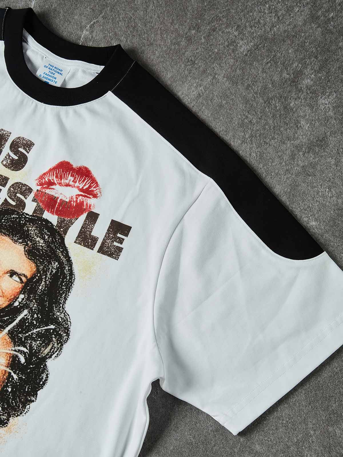 NOISSEY VINTAGE CARTOON STYLE "SWAG IS MY LIFESTYLE" DIY BADGE GRAPHIC T-SHIRT