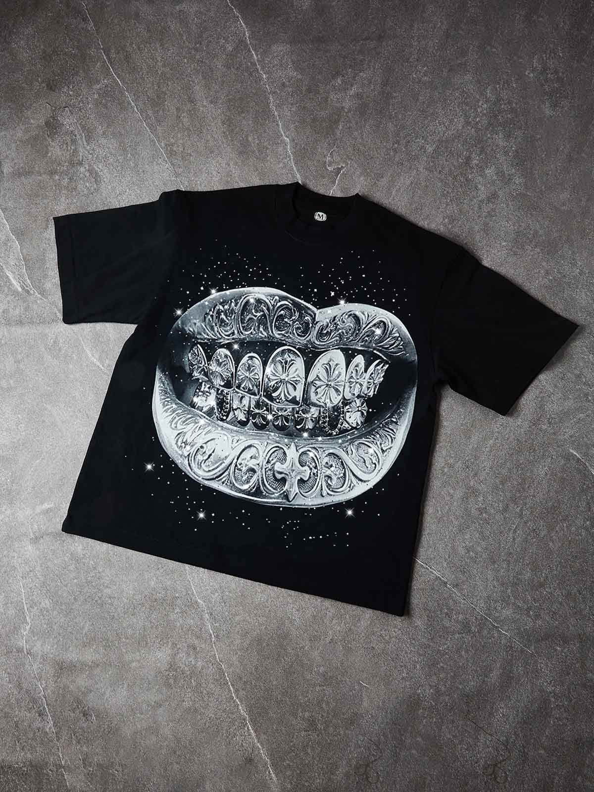 NOISSEY BOXY FIT CHROME SILVER GRILLZ GRAPHIC T-SHIRT