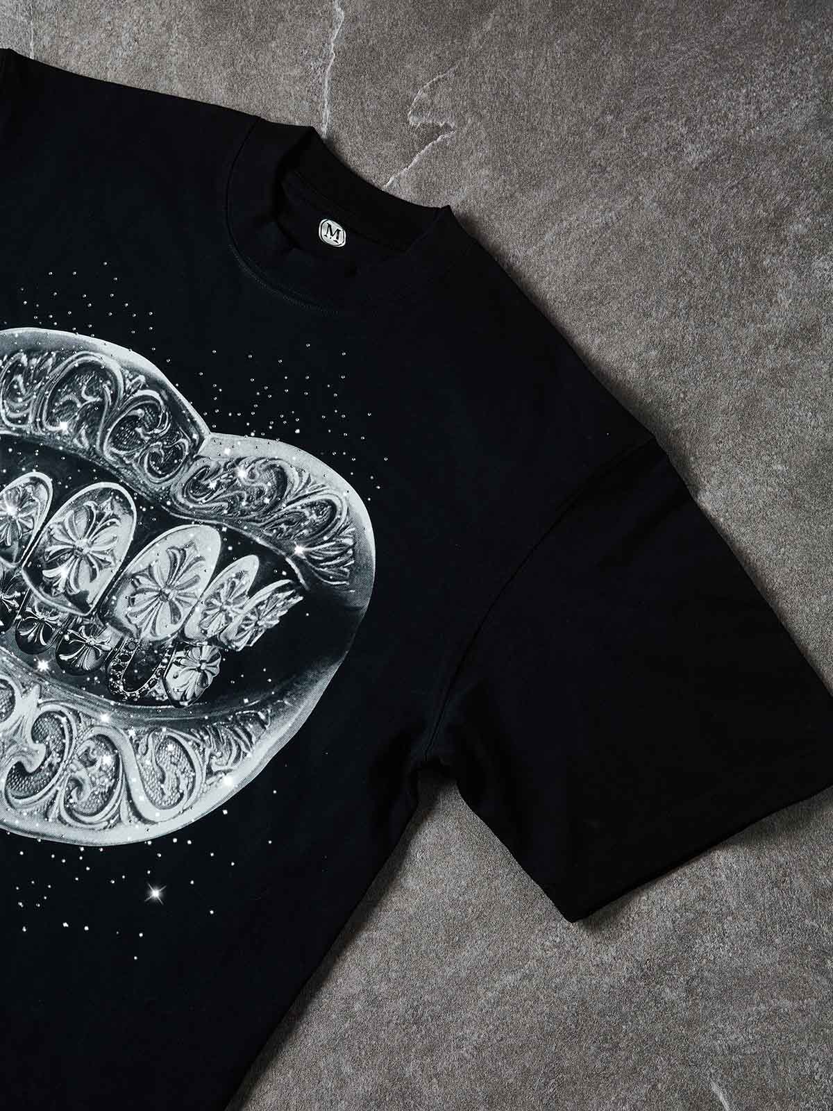 NOISSEY BOXY FIT CHROME SILVER GRILLZ GRAPHIC T-SHIRT