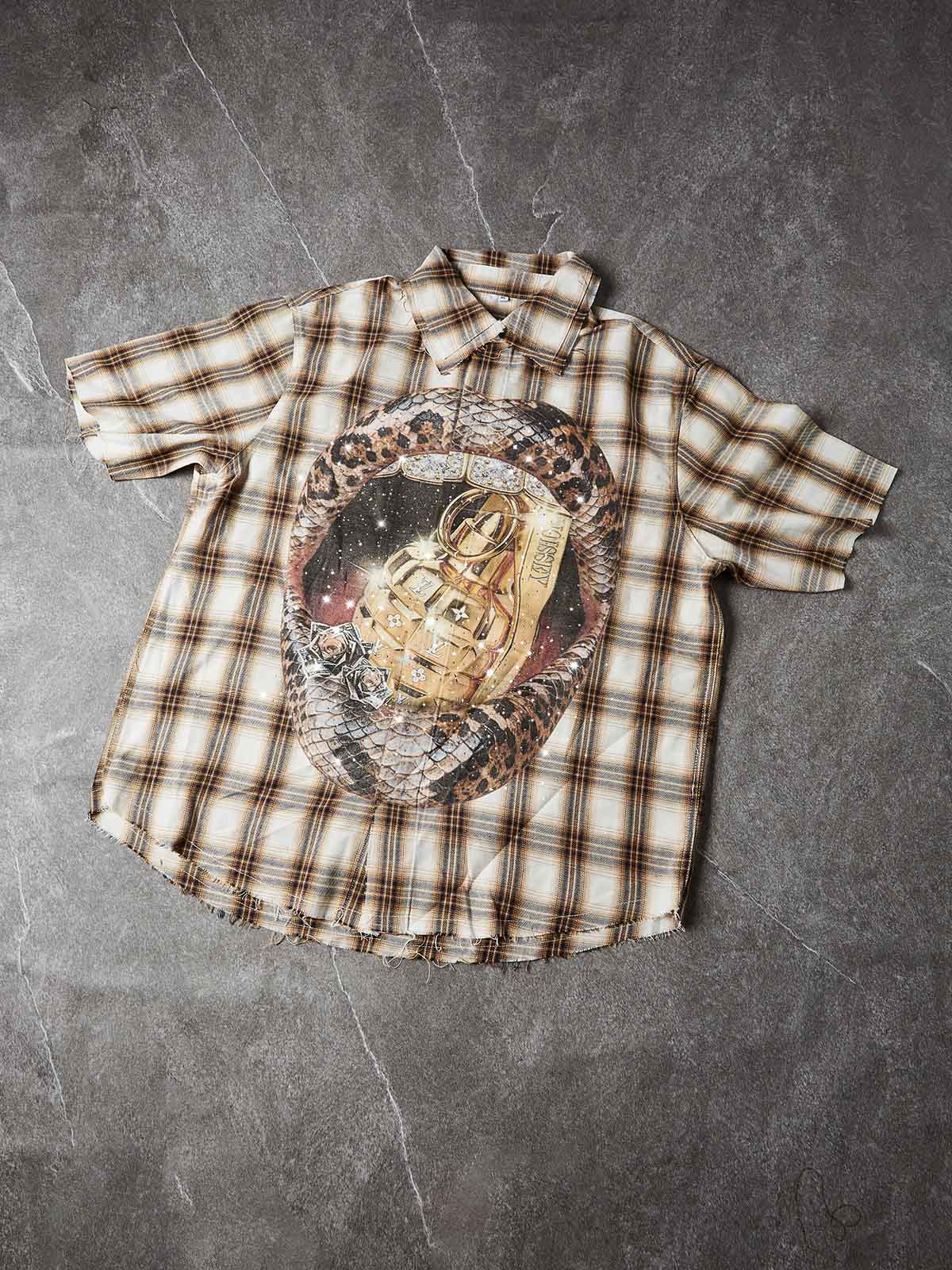 NOISSEY SNAKE LIPS GOLDEN GRENADE - SHIMMER ART CHECK SHIRT