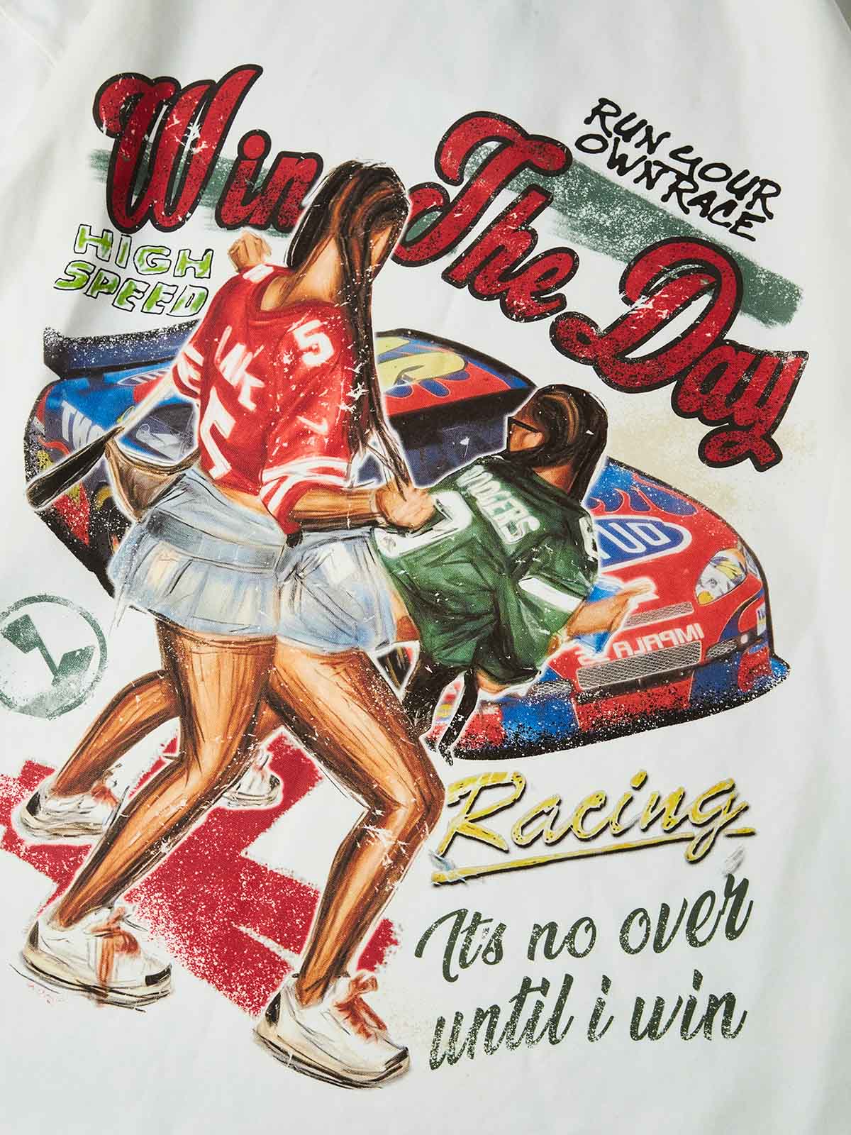 NOISSEY "WIN THE DAY" RACING CULTURE FIGURE GRAPHIC LONG SLEEVE T-SHIRT