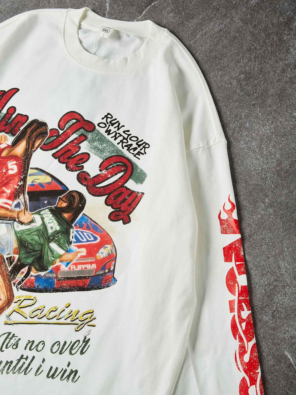 NOISSEY "WIN THE DAY" RACING CULTURE FIGURE GRAPHIC LONG SLEEVE T-SHIRT