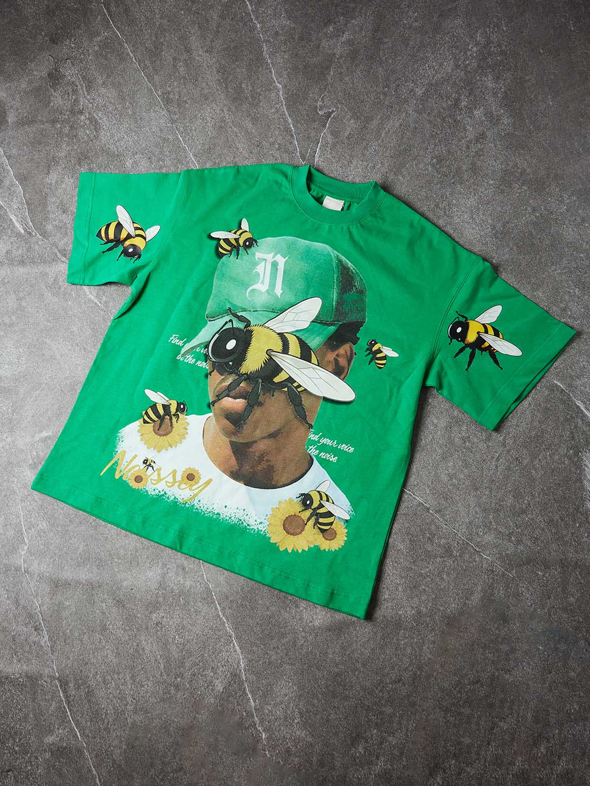 NOISSEY "Surrealist Bee" Green Tee - Boxy Graphic T-Shirt