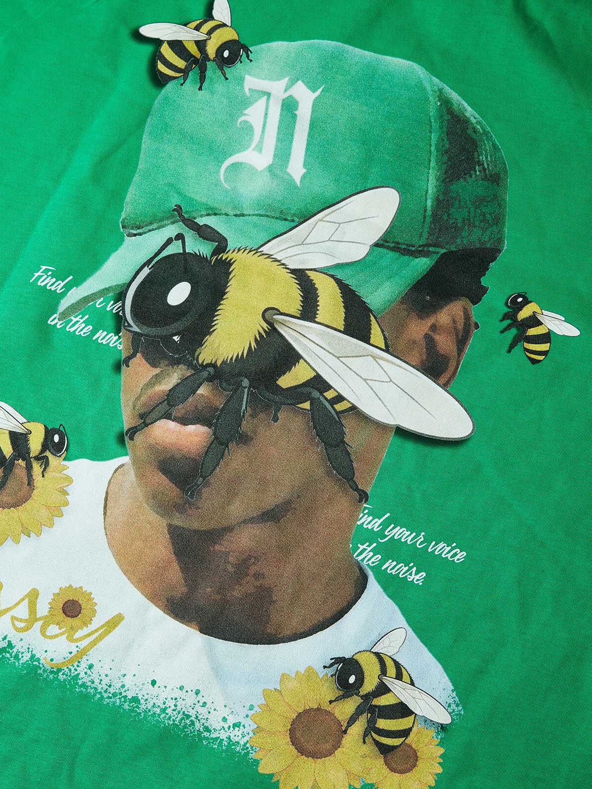NOISSEY "Surrealist Bee" Green Tee - Boxy Graphic T-Shirt