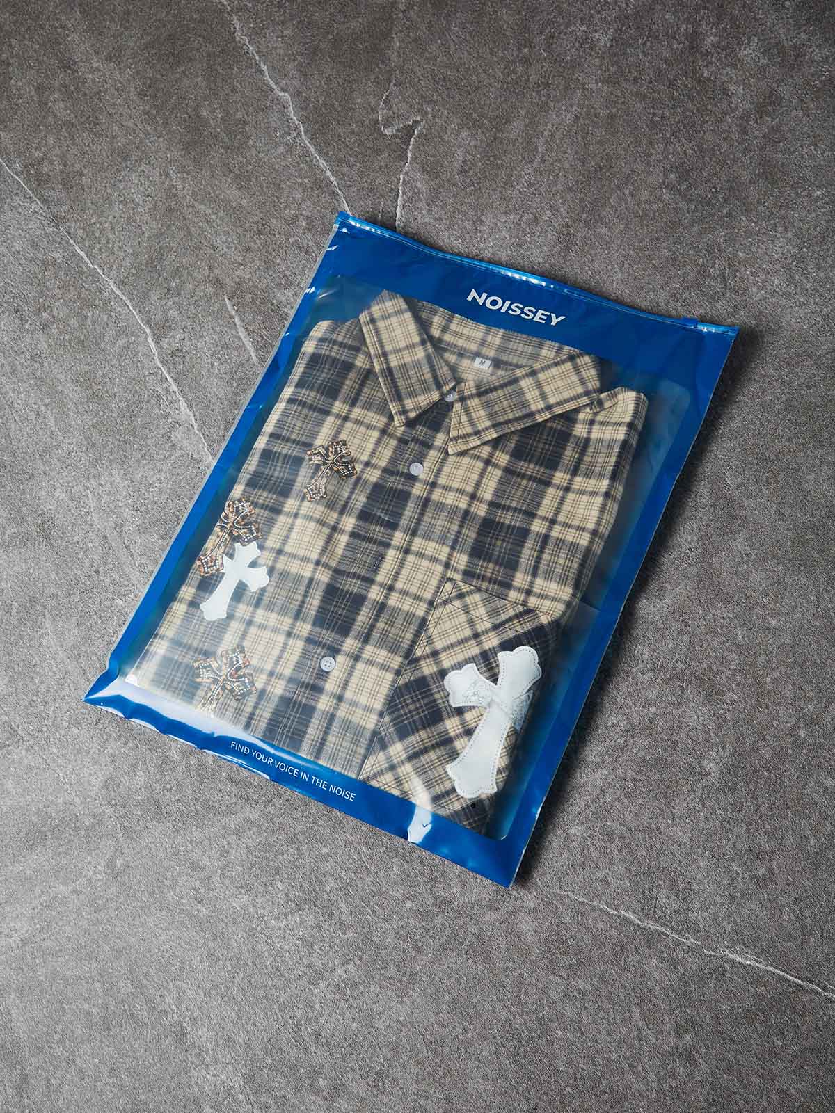 NOISSEY LEOPARD ACCENT MULTI-CROSS PATCHWORK RELAXED SHIRT