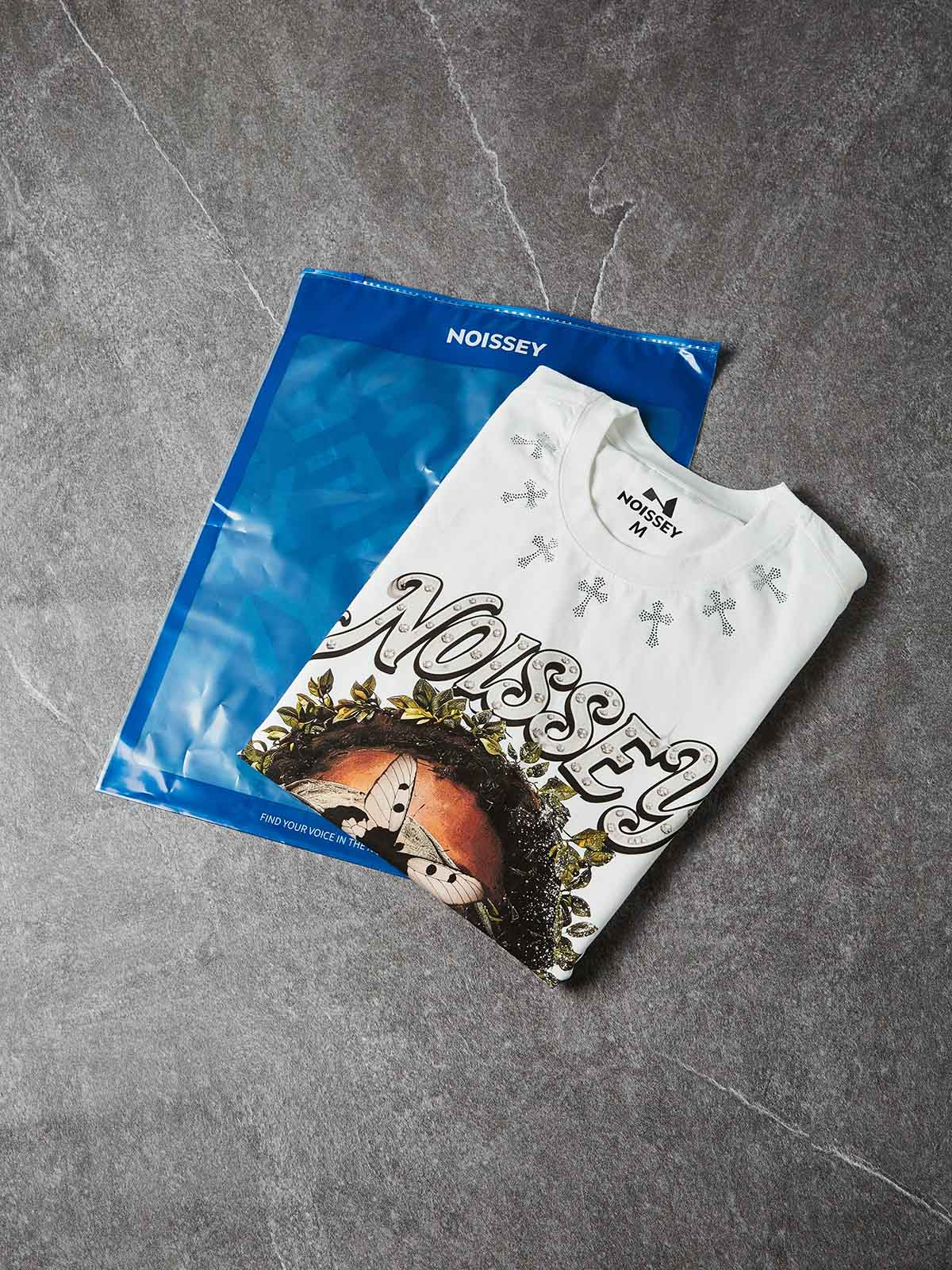 NOISSEY "Heavenly Vision" Rhinestone Angel Tank top- Heavyweight Graphic Streetwear - Optic White