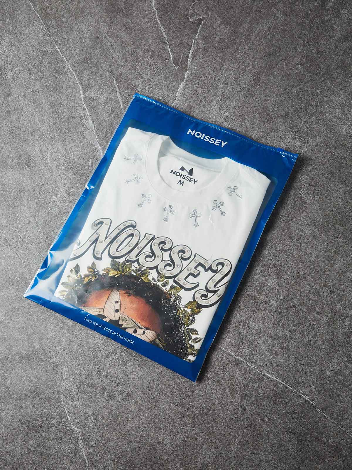 NOISSEY "Heavenly Vision" Rhinestone Angel Tank top- Heavyweight Graphic Streetwear - Optic White