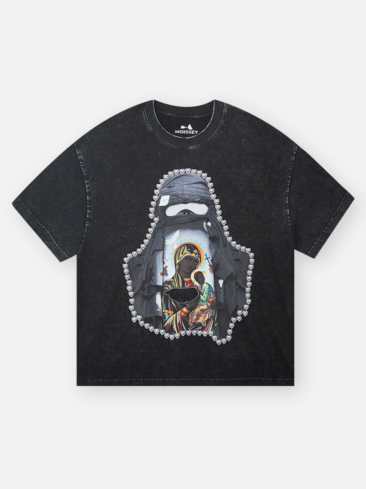 BOUNCE BACK© Black Madonna and Child Collage Mask T-shirt