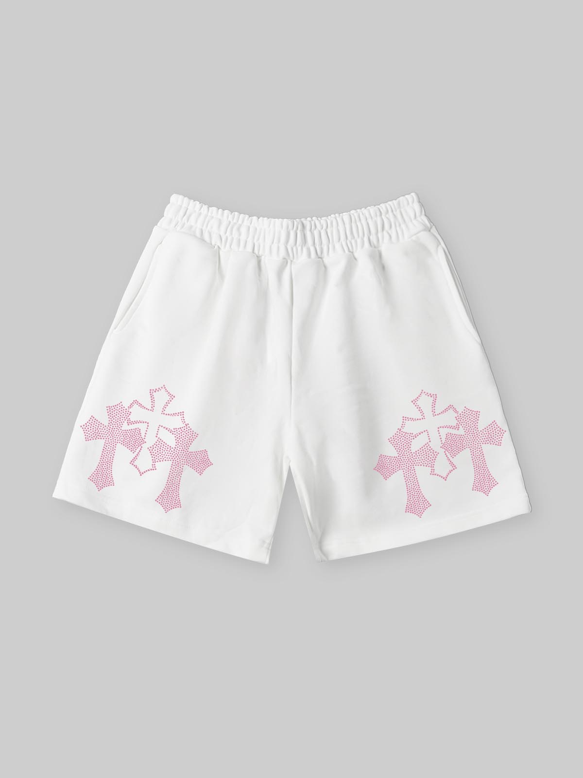 NOISSEY Rhinestone Cross Hot-Fix Heavyweight Shorts Oversized Fit - 2 Colors