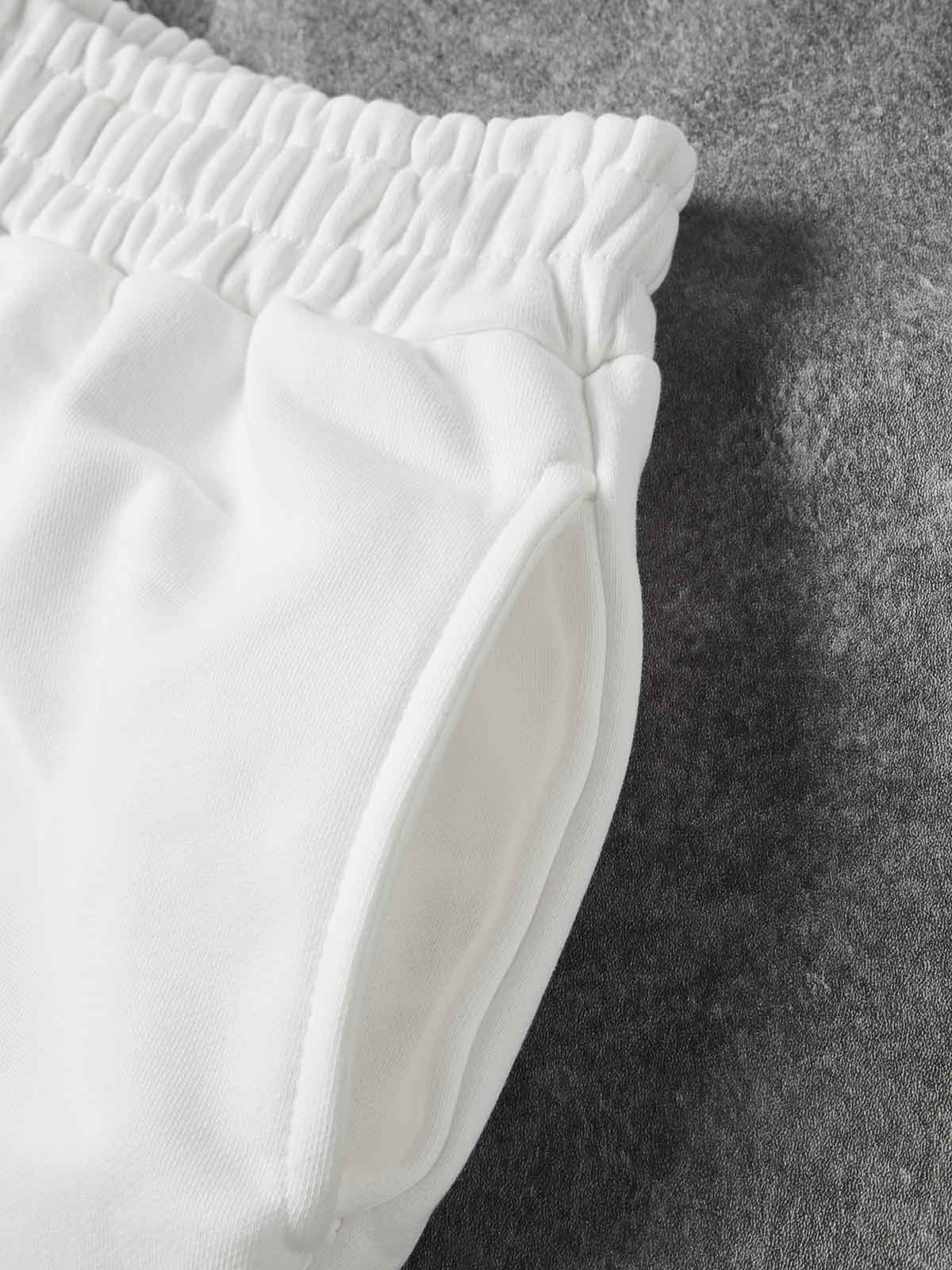 NOISSEY "Heavenly Garden" Blue Angel & Floral Art Print White Wide-Leg Shorts