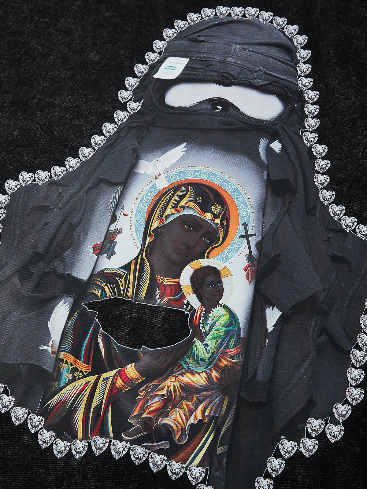 BOUNCE BACK© Black Madonna and Child Collage Mask T-shirt