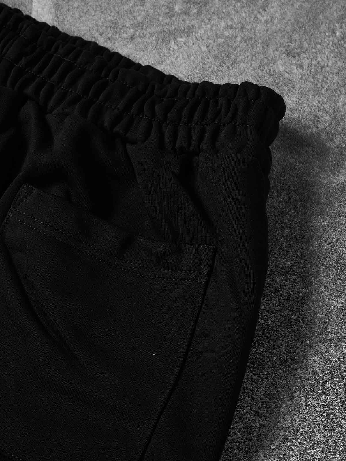 NOISSEY Gothic Rhinestone Crosses Fleece Shorts - Black Oversized Y2K Streetwear Shorts