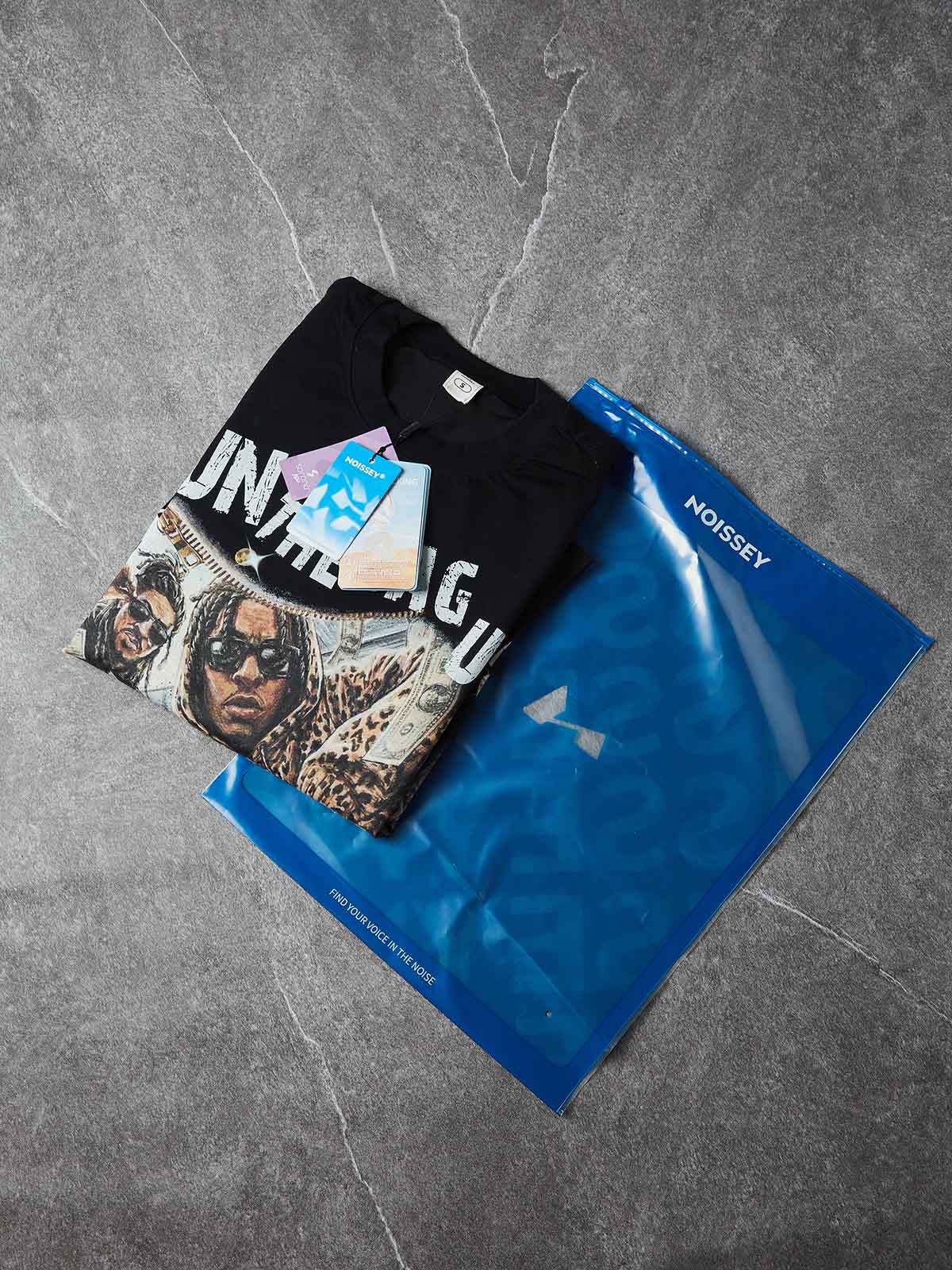 NOISSEY "RUN THE BAG UP" MONEY STACK ART PRINT OVERSIZED Boxy T-SHIRT