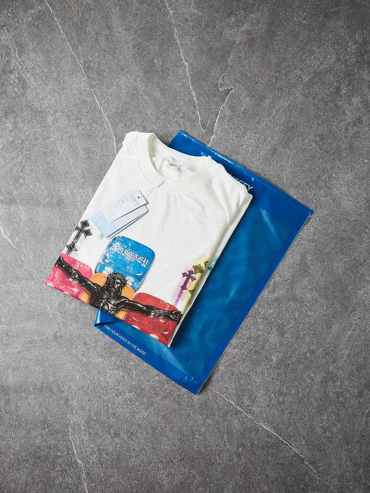 NOISSEY "DIVINE GAMBLE" RAINBOW DICE & JESUS ARTWORK T-SHIRT