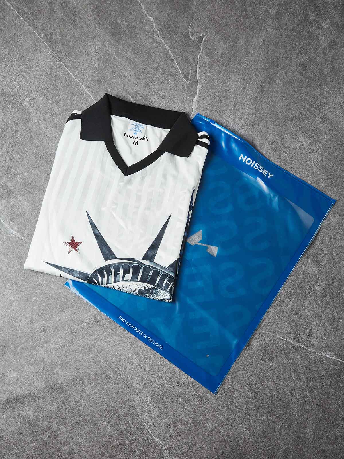 NOISSEY "LIBERTY IN TEARS" STRIPED ART JERSEY POLO