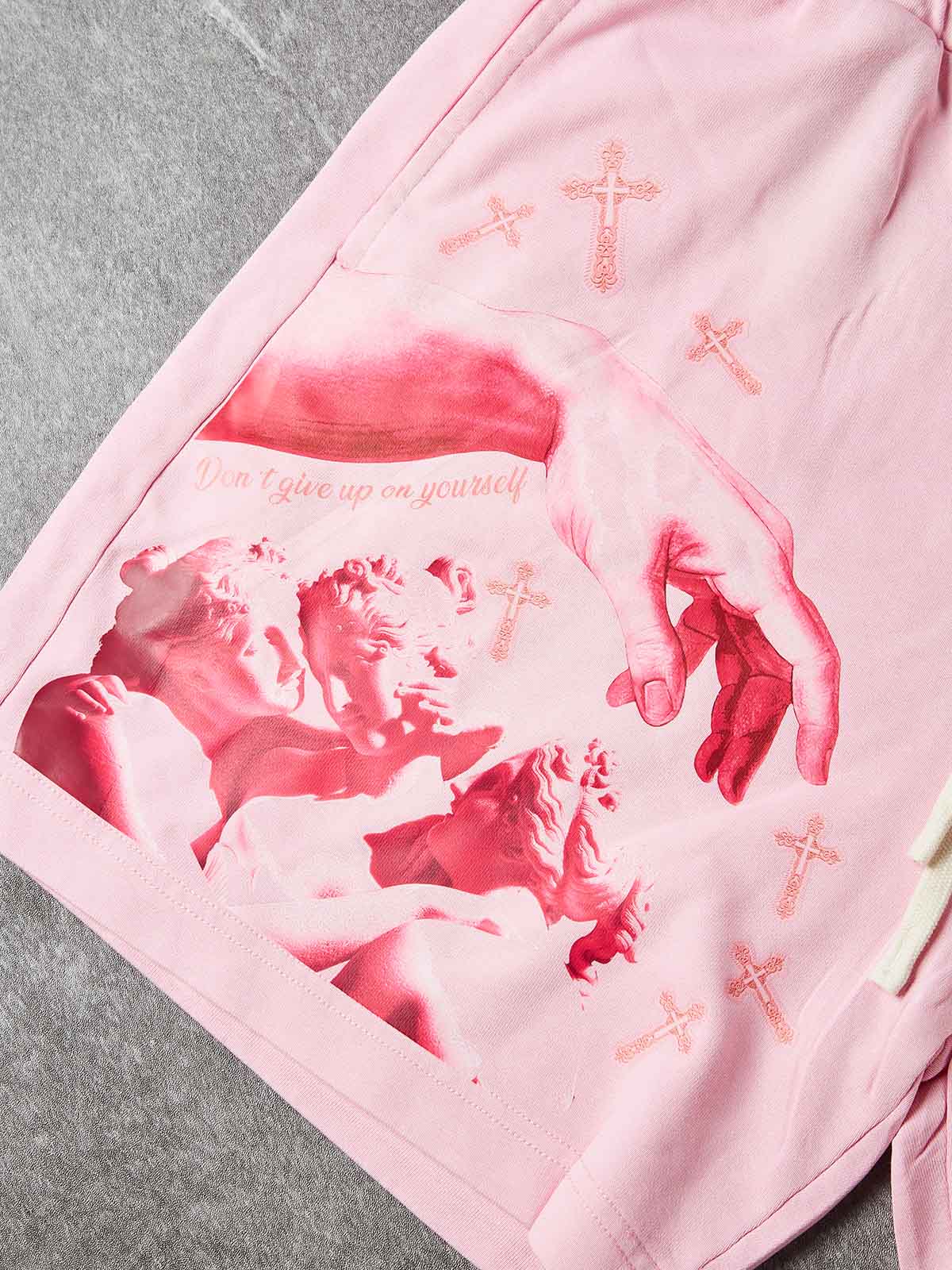 NOISSEY "GENESIS REBORN" VINTAGE DISTRESSED ART PRINT SWEAT SHORTS