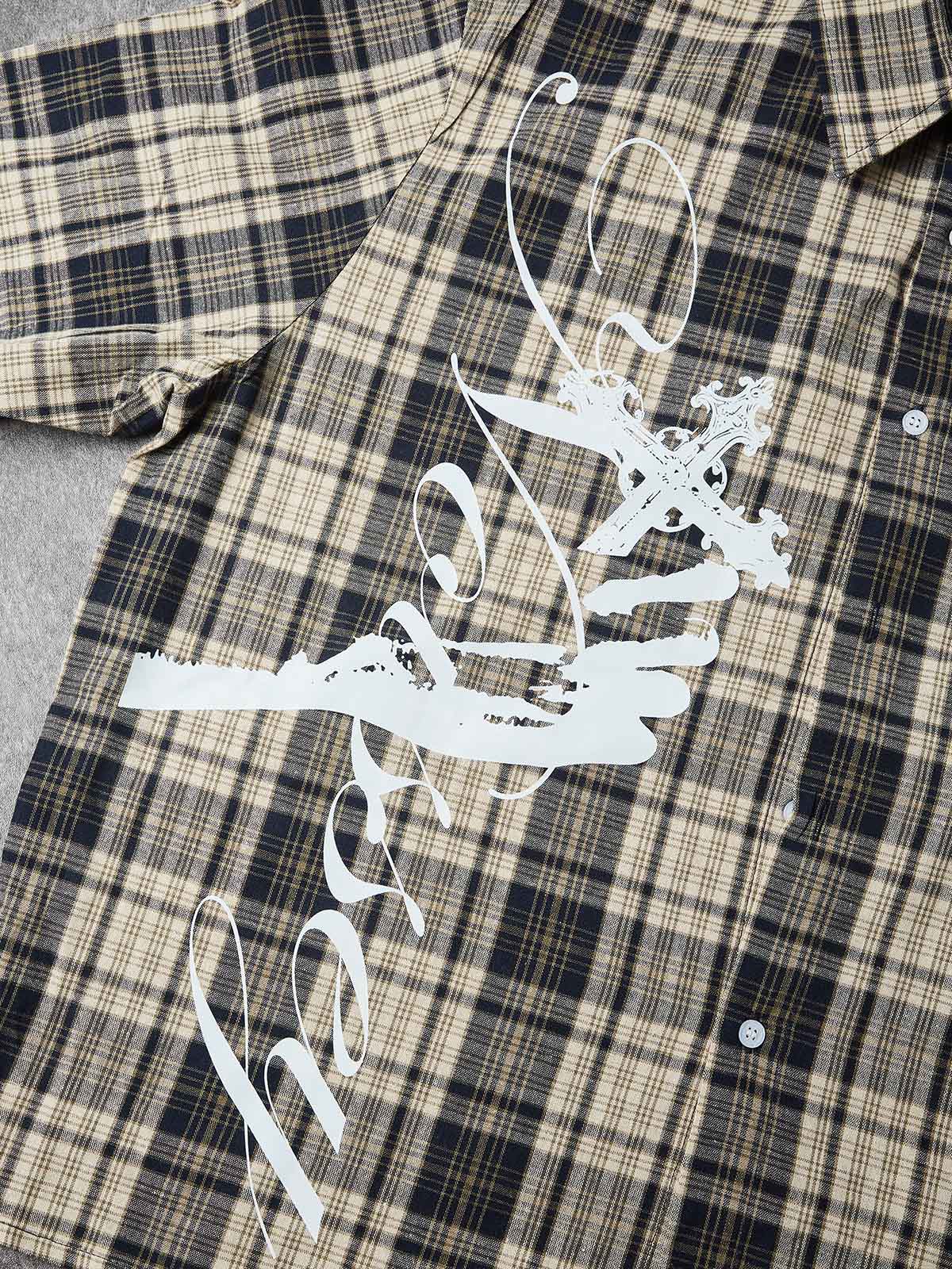 NOISSEY "GENESIS" ANGELIC ICONOGRAPHY CHECKERED SHORT-SLEEVE SHIRT