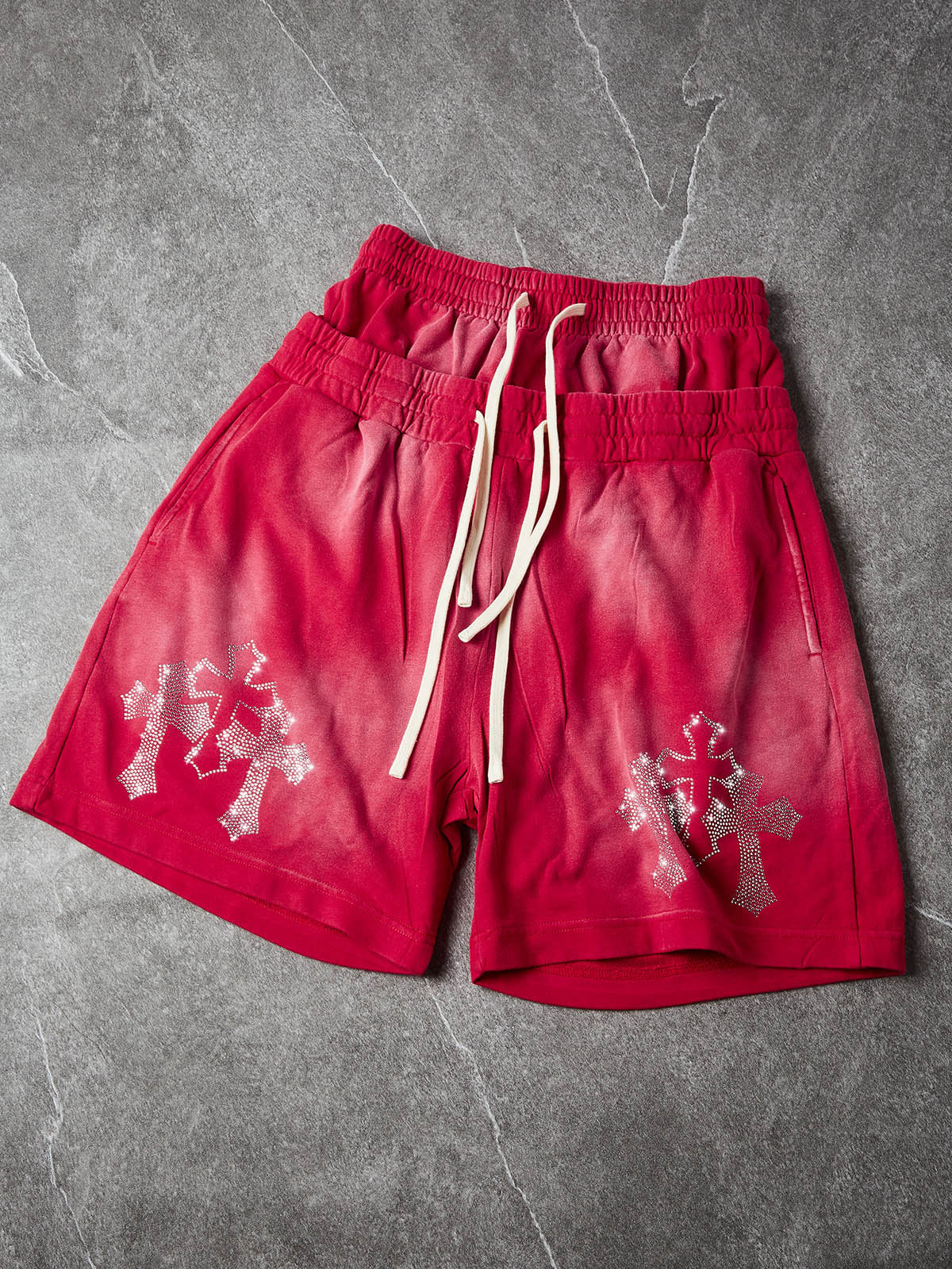 NOISSEY Sacred Cross Cluster Vintage Rhinestone Shorts - 4 Colors