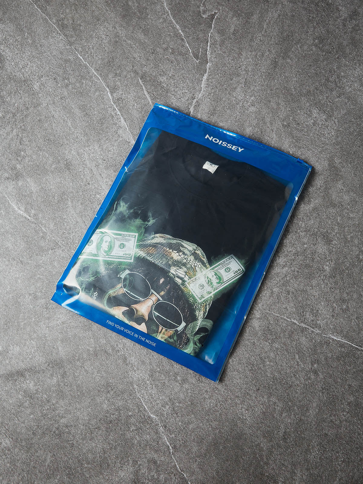 NOISSEY "Cash Smoke" Rapper Portrait & Money Mist Graphic Heavyweight T-Shirt