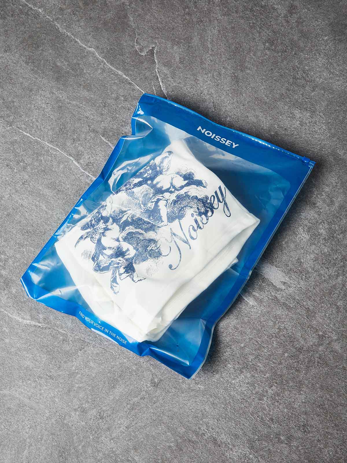 NOISSEY "Blue Angel" Cross & Cherub Graphic Heavyweight Wide-Leg Sweat Shorts