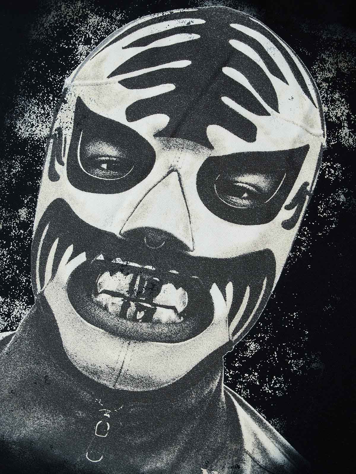 NOISSEY "The Masked Soul" Luchador Mask & Grillz Graphic Distressed T-Shirt
