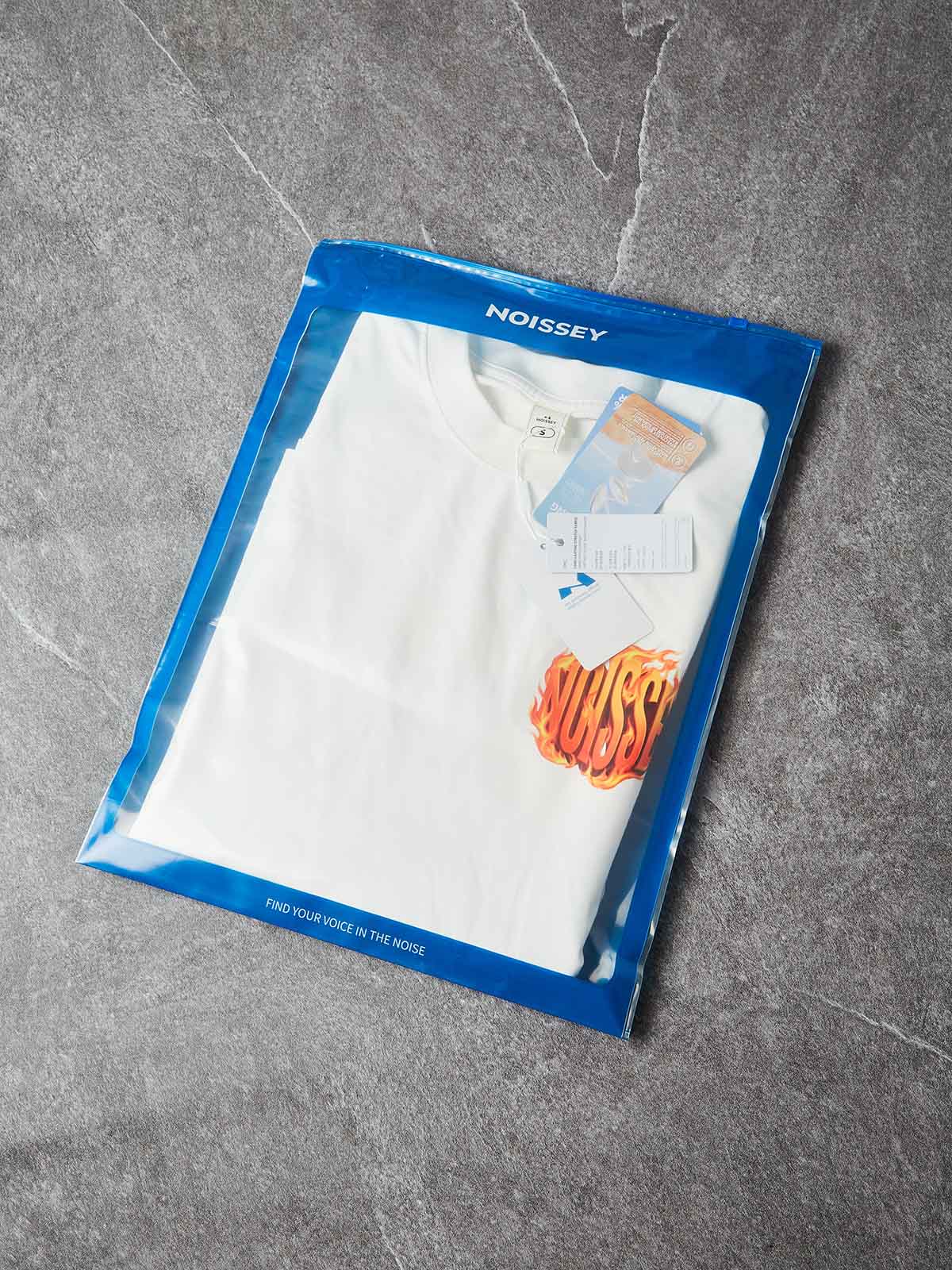 NOISSEY "Flame Core"  Logo Heavyweight Tee | "Find Your Voice" Back Graphic Fire Print