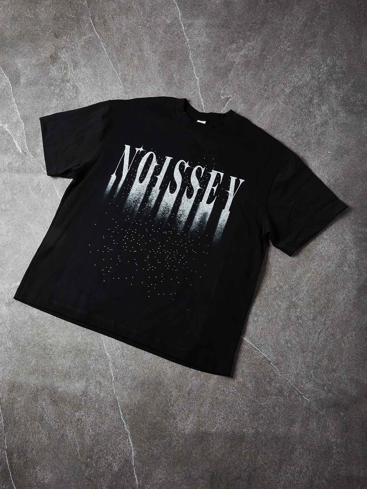 NOISSEY "Starfall" Branded Logo Sand-Fall Graphic Rhinestone Heavyweight T-Shirt