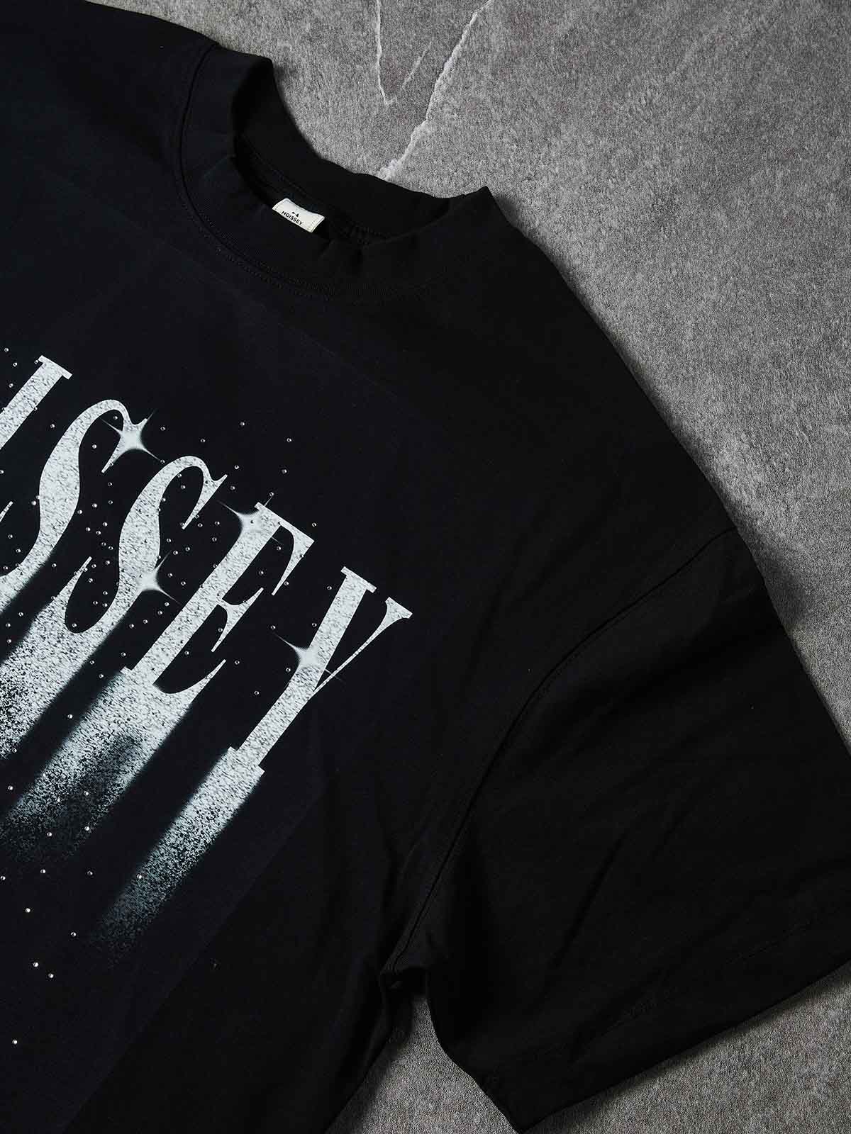 NOISSEY "Starfall" Branded Logo Sand-Fall Graphic Rhinestone Heavyweight T-Shirt