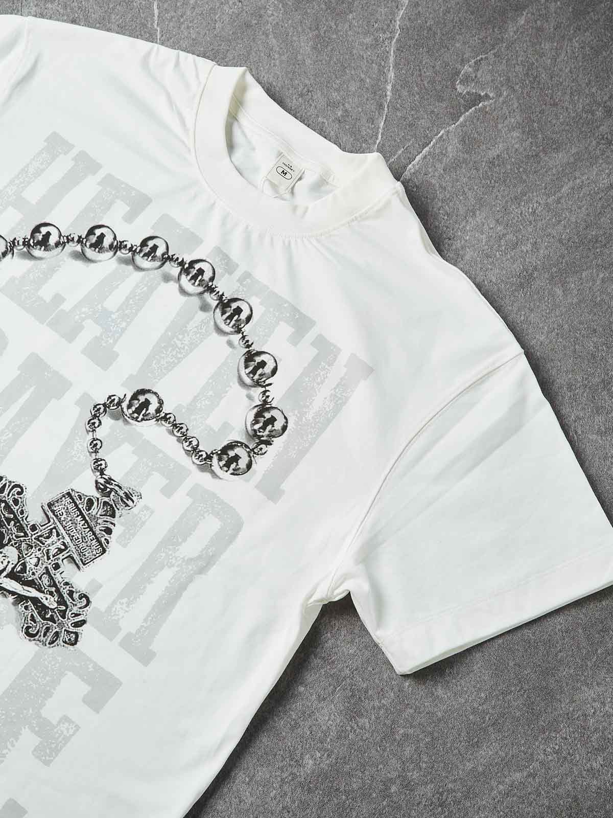 NOISSEY "Heaven Prayer Time" Rosary & Cross Graphic Art Heavyweight T-Shirt
