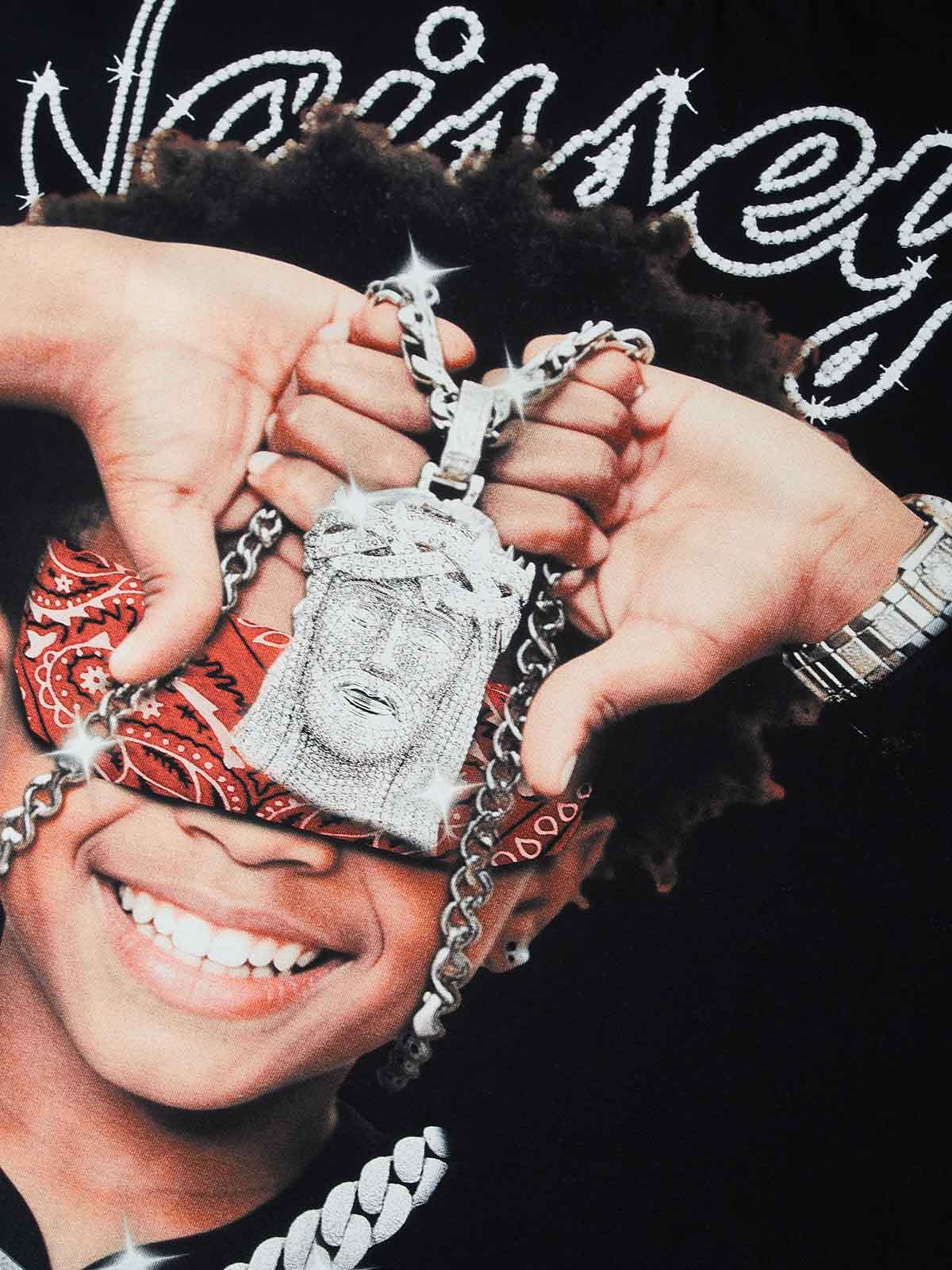 NOISSEY "Blind Faith" Child & Jesus Piece Graphic Rhinestone Heavyweight T-Shirt