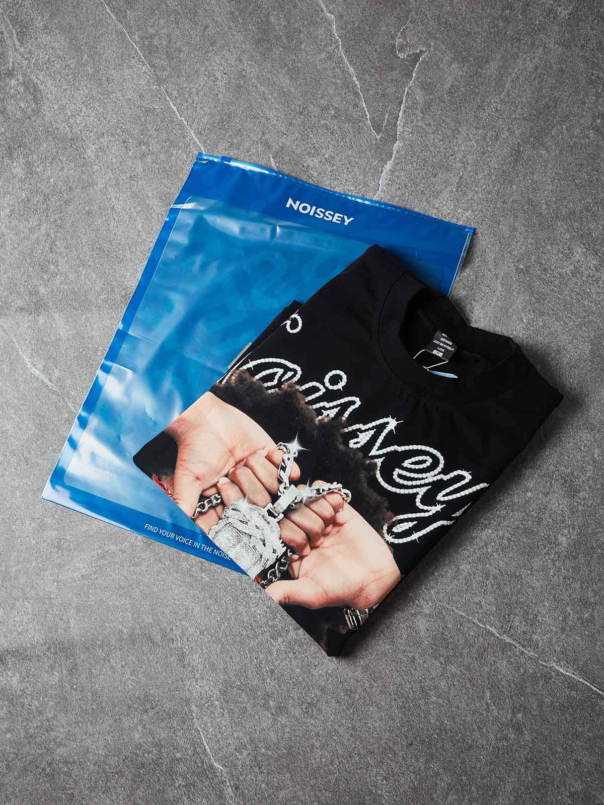 NOISSEY "Blind Faith" Child & Jesus Piece Graphic Rhinestone Heavyweight T-Shirt