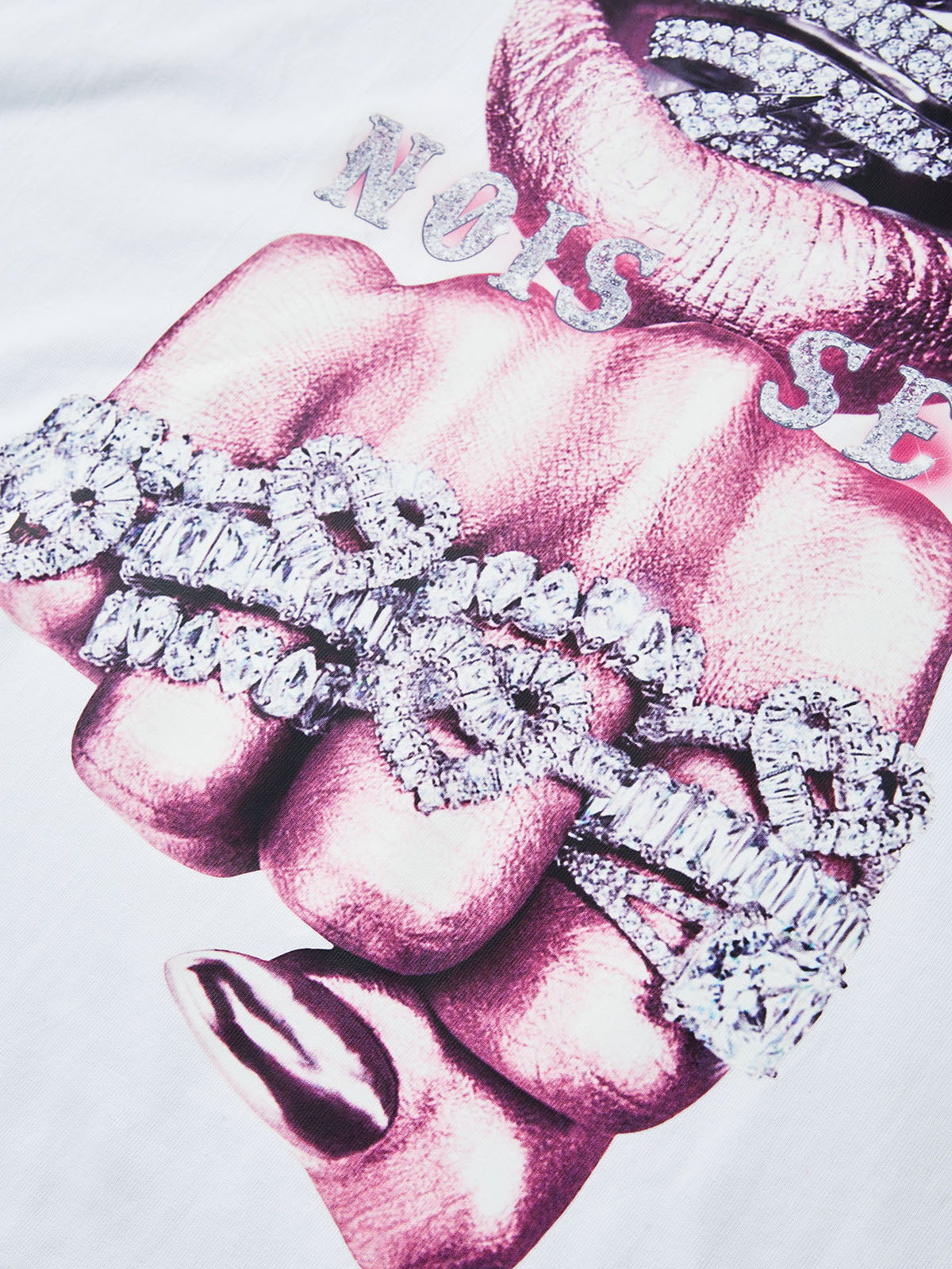 BOUNCE BACK© Pink Silver Diamond-Rich Printed T-shirt