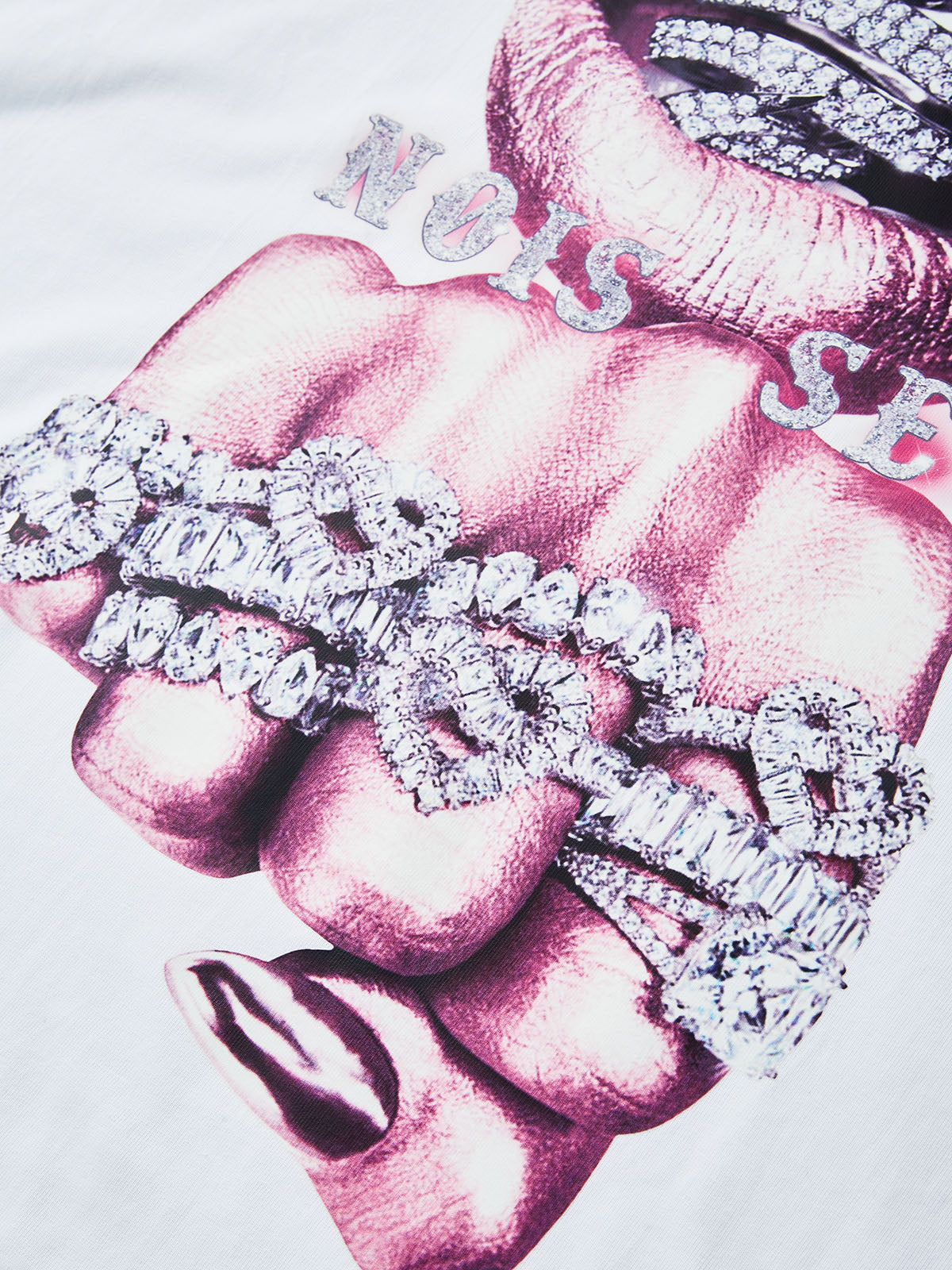 T-shirt imprimé BOUNCE BACK© rose argenté et riche en diamants