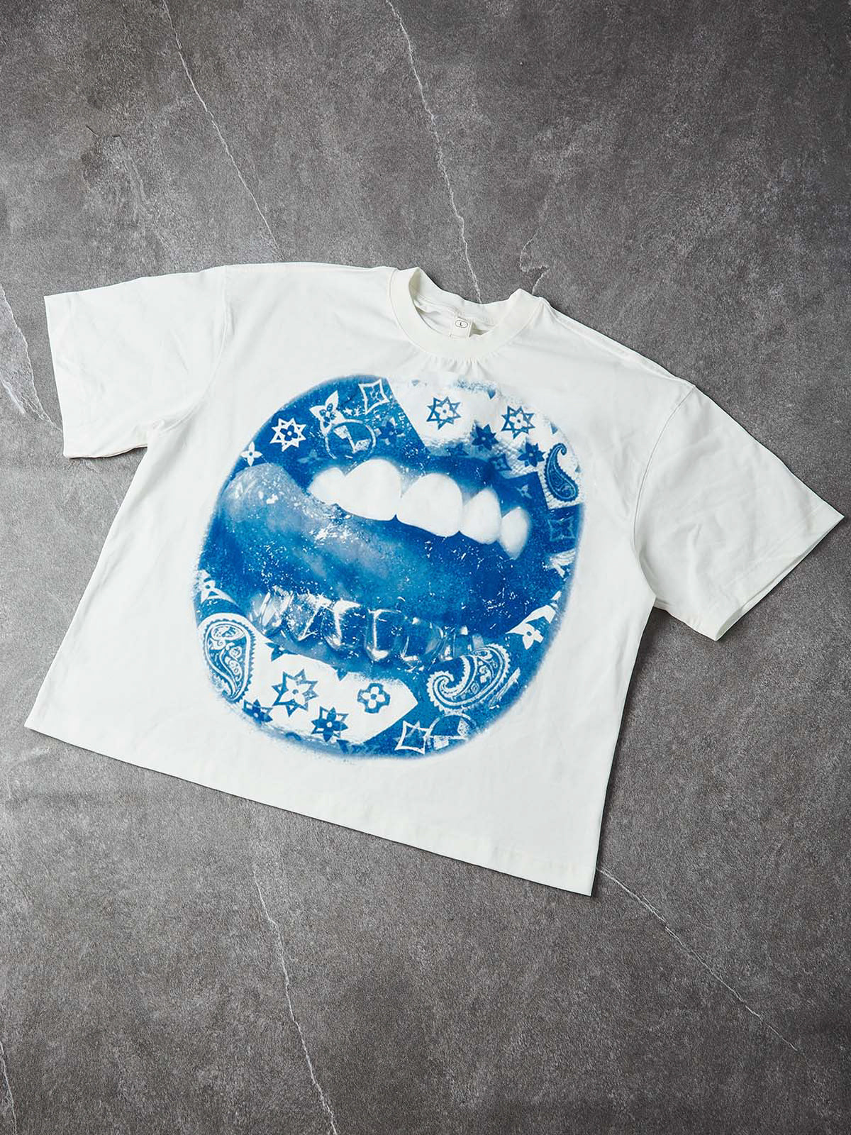 NOISSEY Blue Paisley Grillz Boxy Heavyweight Cooling Tee