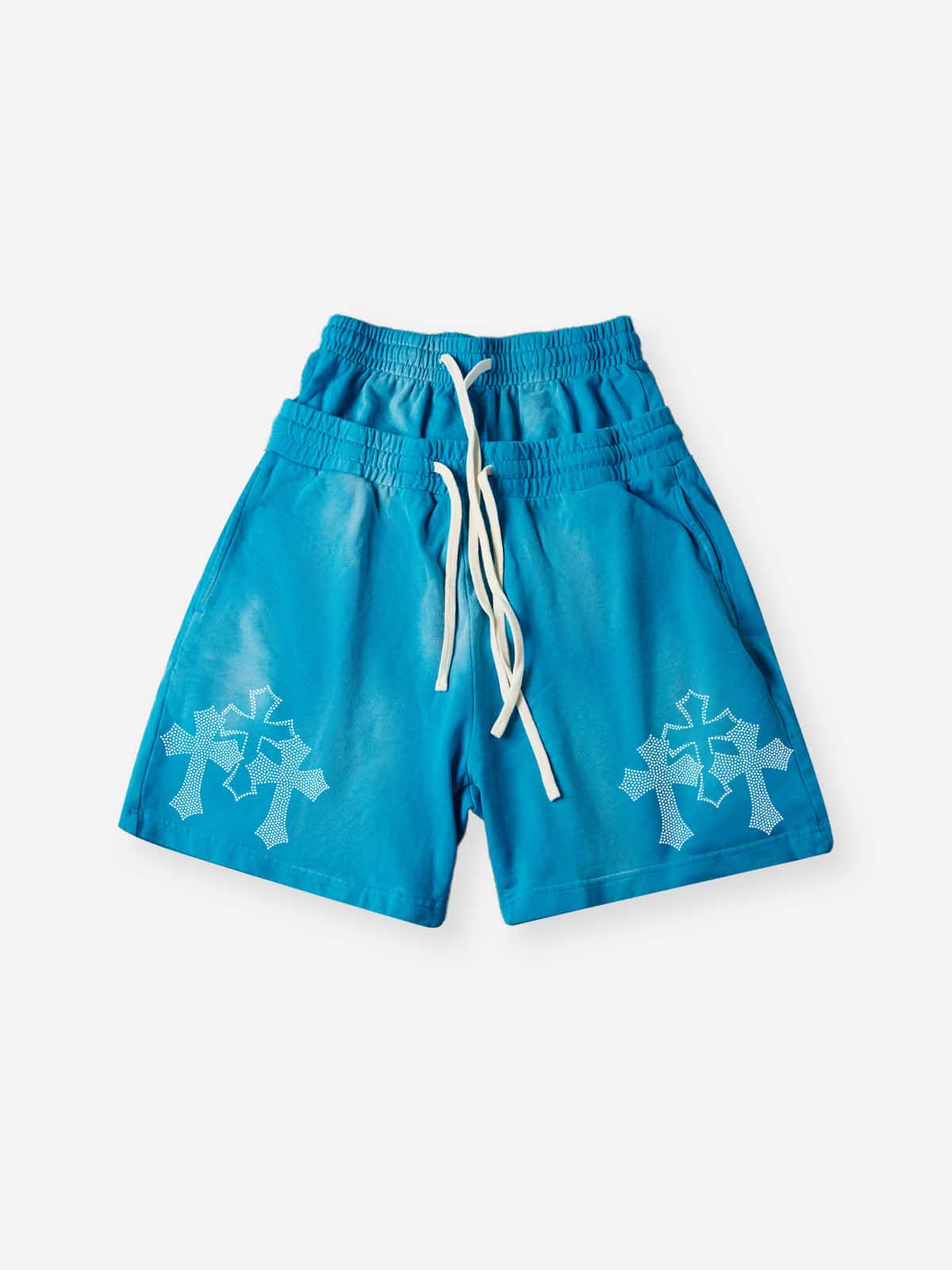 NOISSEY Sacred Cross Cluster Vintage Rhinestone Shorts - 4 Colors