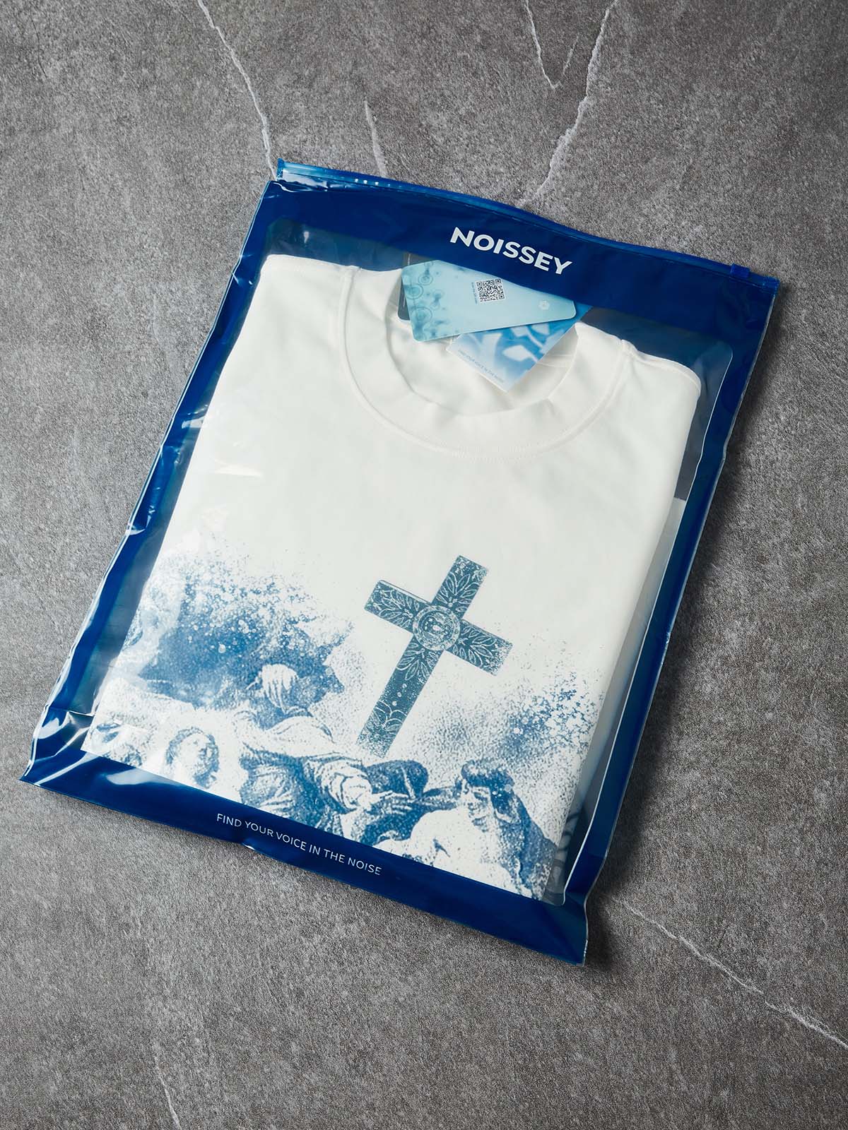 TRUST GOD’S PLAN" ARCHIVAL PRINT CREWNECK – VINTAGE BLUE OVERSIZED LONG SLEEVE