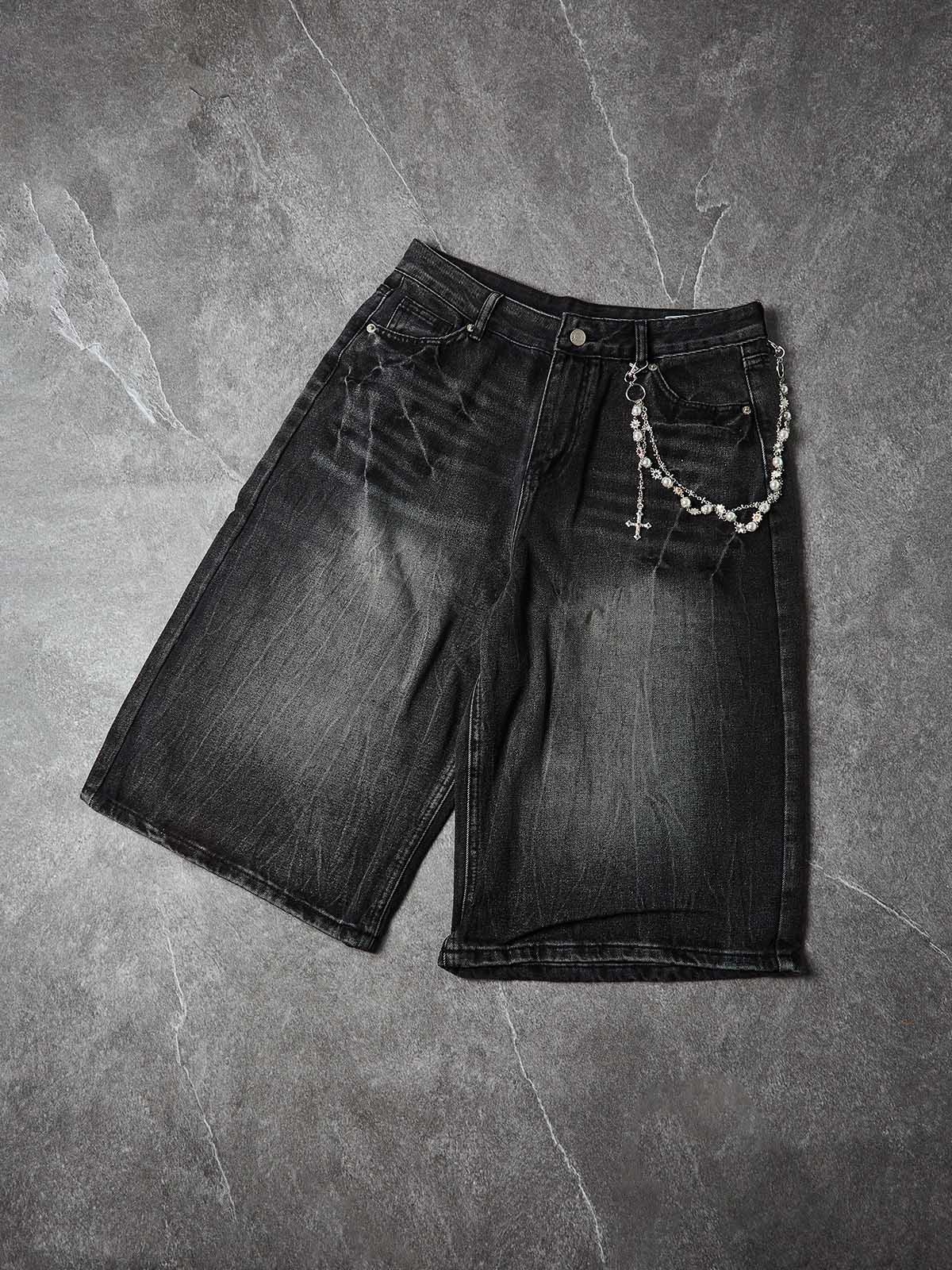 NOISSEY ARCHIVAL WASHED DENIM SHORTS — CHAIN EDITION