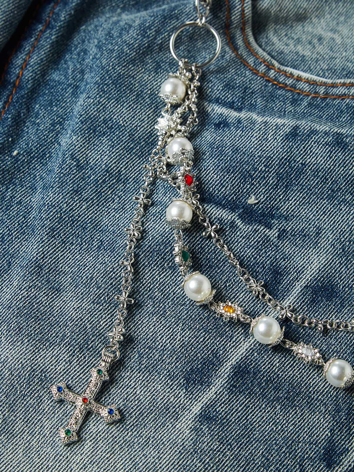 NOISSEY ARCHIVAL WASHED DENIM SHORTS — CHAIN EDITION