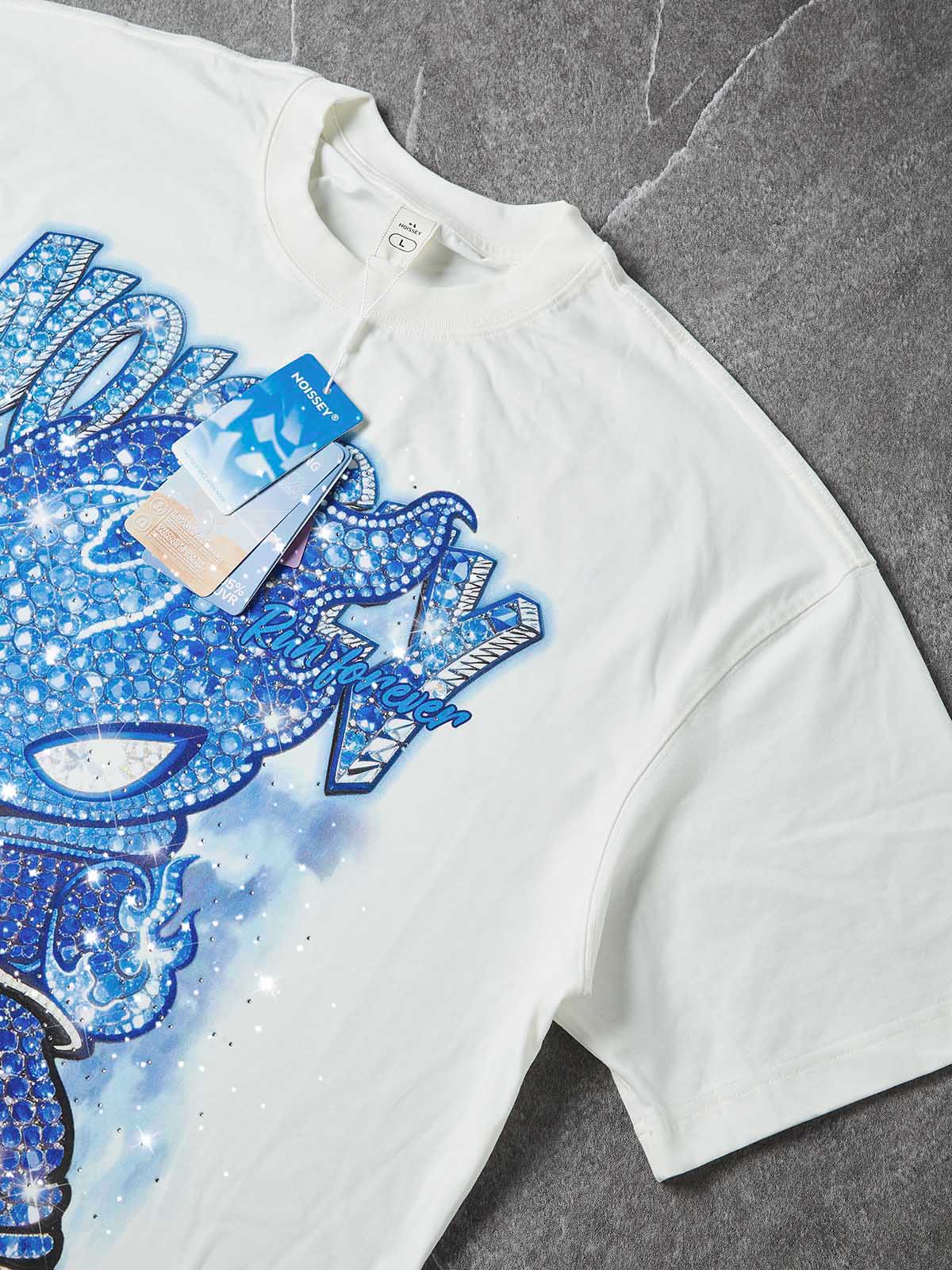 NOISSEY "BLUE ICE FLAME" ICED-OUT CHARACTER ART TEE