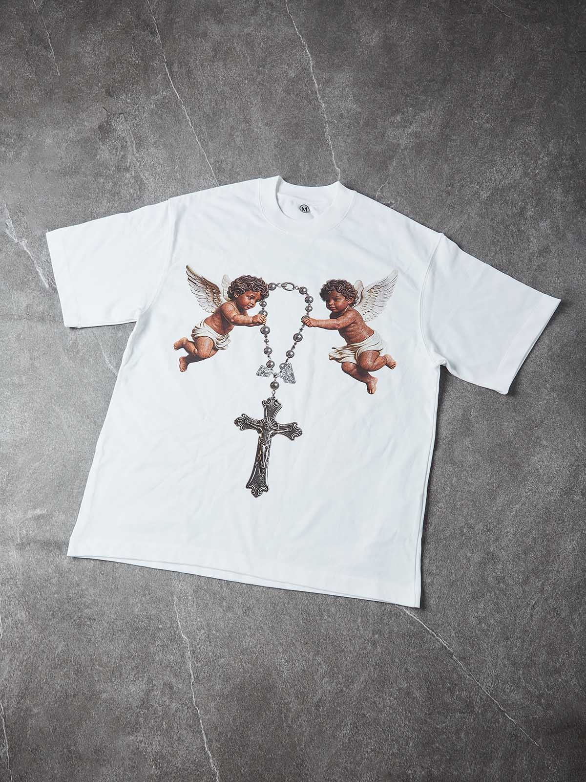 NOISSEY "DIVINE GUARDIANS" ROSARY & CHERUB ART TEE