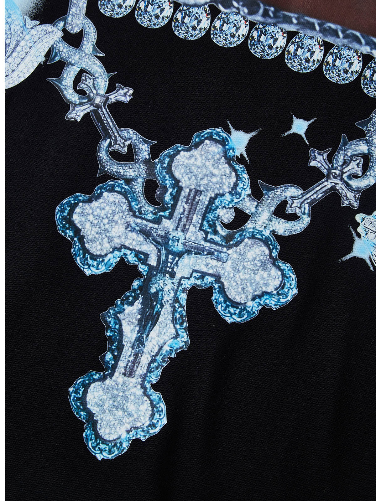 T-shirt BOUNCE BACK© avec portrait de Jésus et collier en diamant