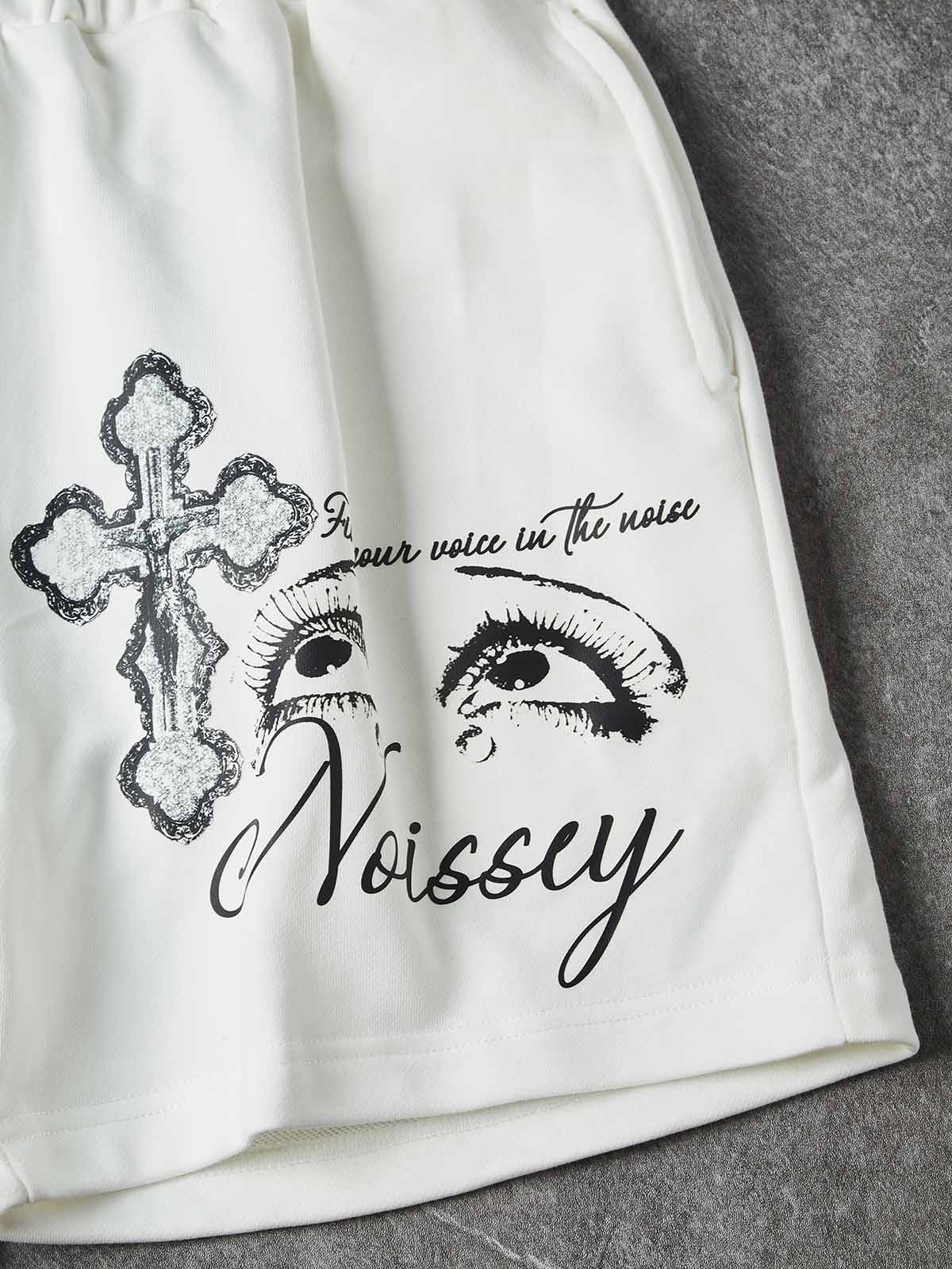 NOISSEY "SACRED REDEMPTION" RELIGIOUS ICONOGRAPHY OVERSIZED SHORTS