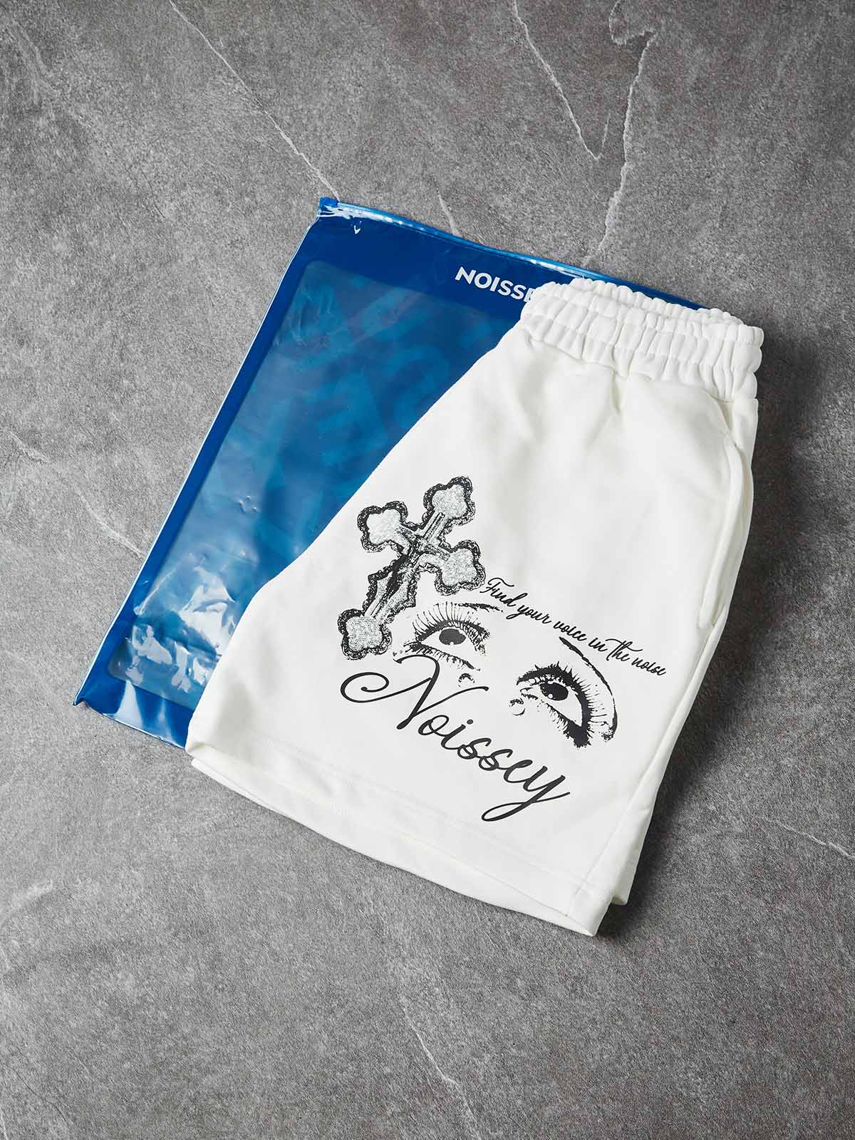 NOISSEY "SACRED REDEMPTION" RELIGIOUS ICONOGRAPHY OVERSIZED SHORTS