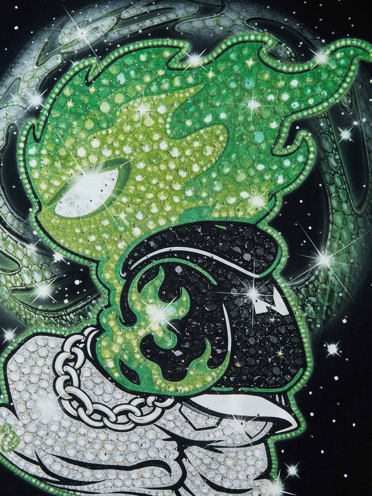 NOISSEY "RUN FOREVER" GREEN FLAME CRYSTAL FIGURE ART PRINT T-SHIRT