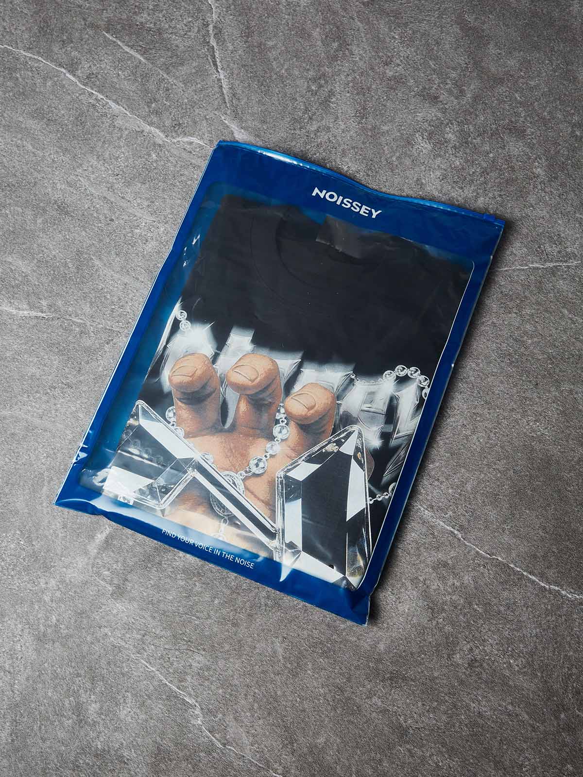 NOISSEY "HOLY DRIP" CRYSTAL CROSS & PRAYER HAND ART PRINT T-SHIRT