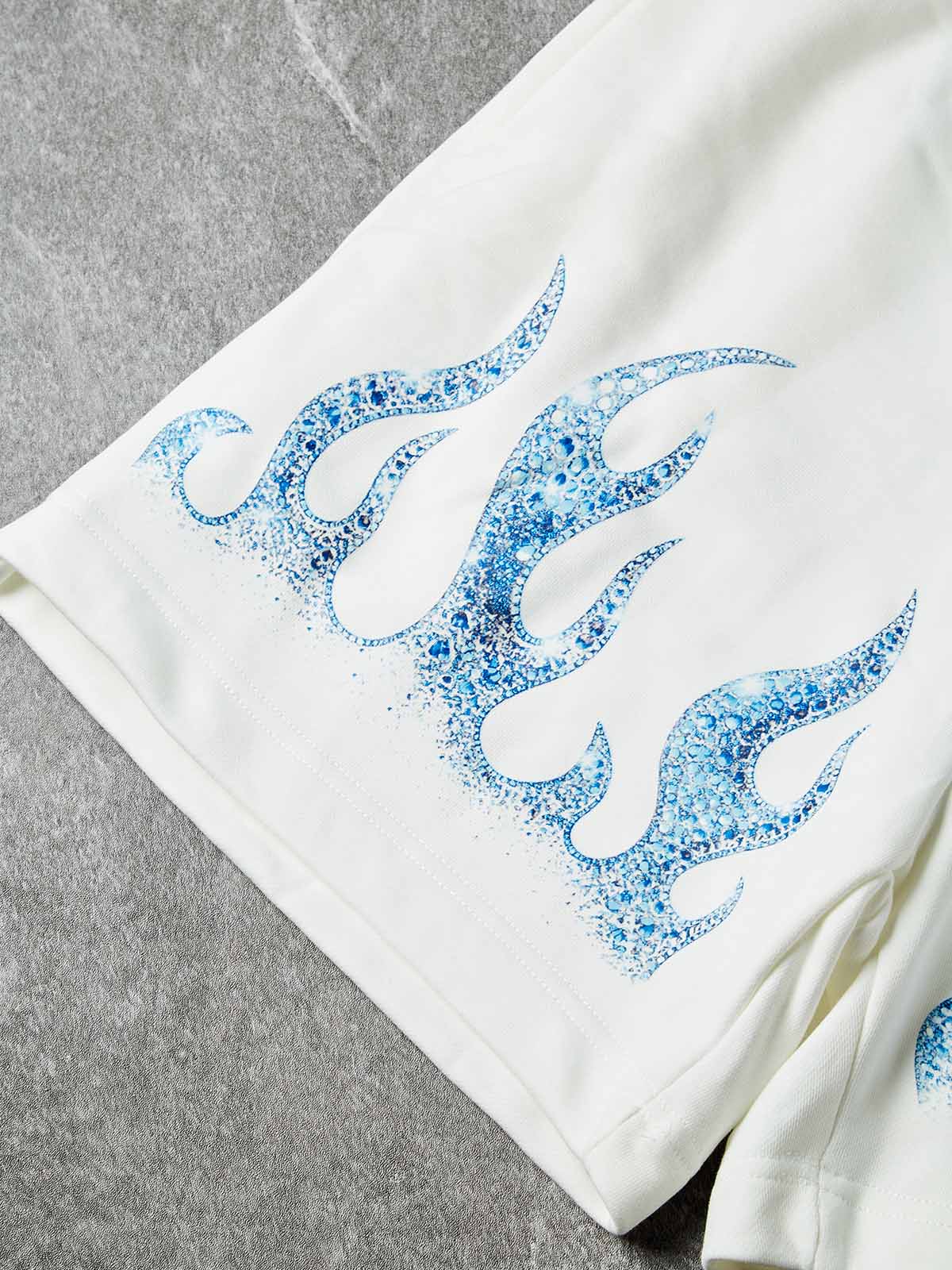 NOISSEY "ICE FLAME" CRYSTAL BLUE ARTWORK RELAXED SHORTS