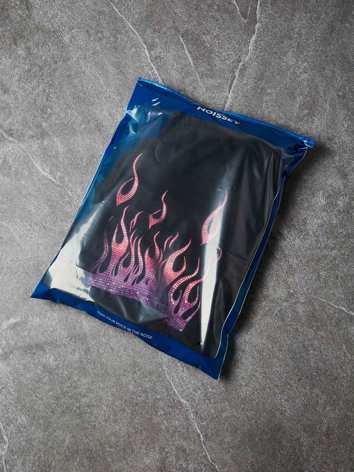 NOISSEY "NEON EMBERS" GRADIENT DIAMOND FLAME OVERSIZED SHORTS