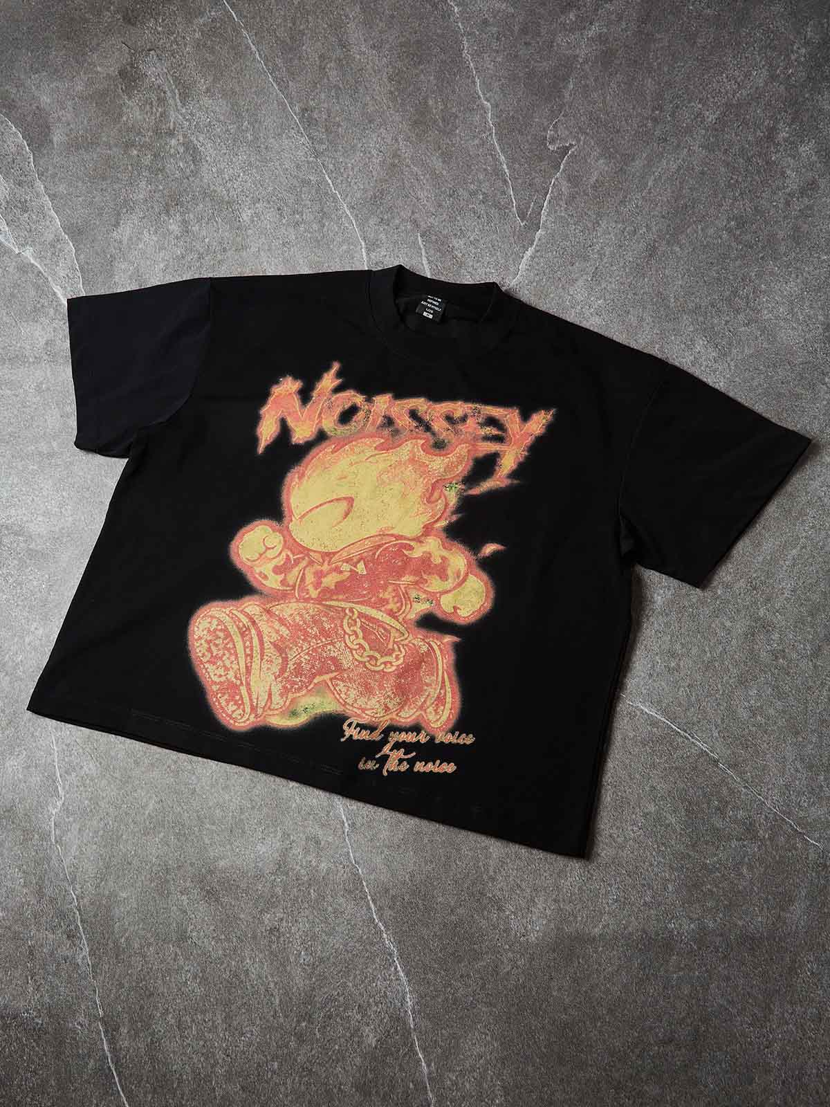 NOISSEY Running Firefigure Art Print Heavyweight Short-Sleeve T-Shirt - Onyx Black