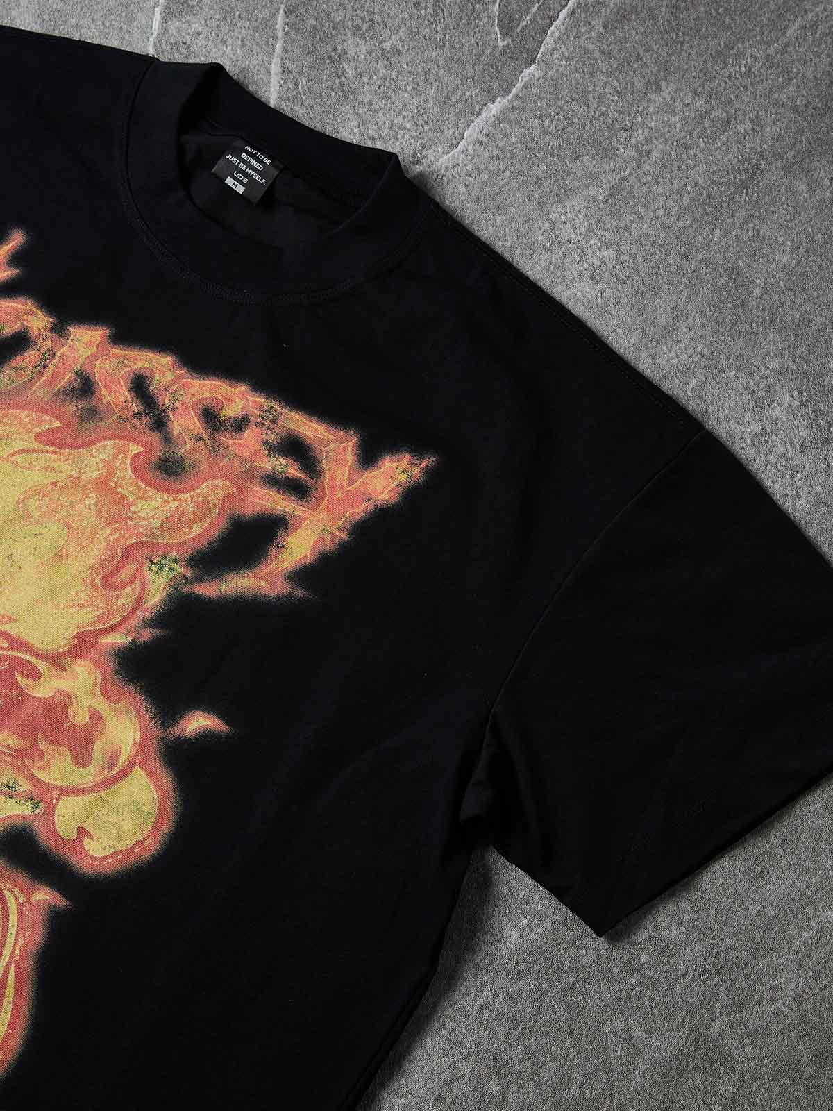 NOISSEY Running Firefigure Art Print Heavyweight Short-Sleeve T-Shirt - Onyx Black